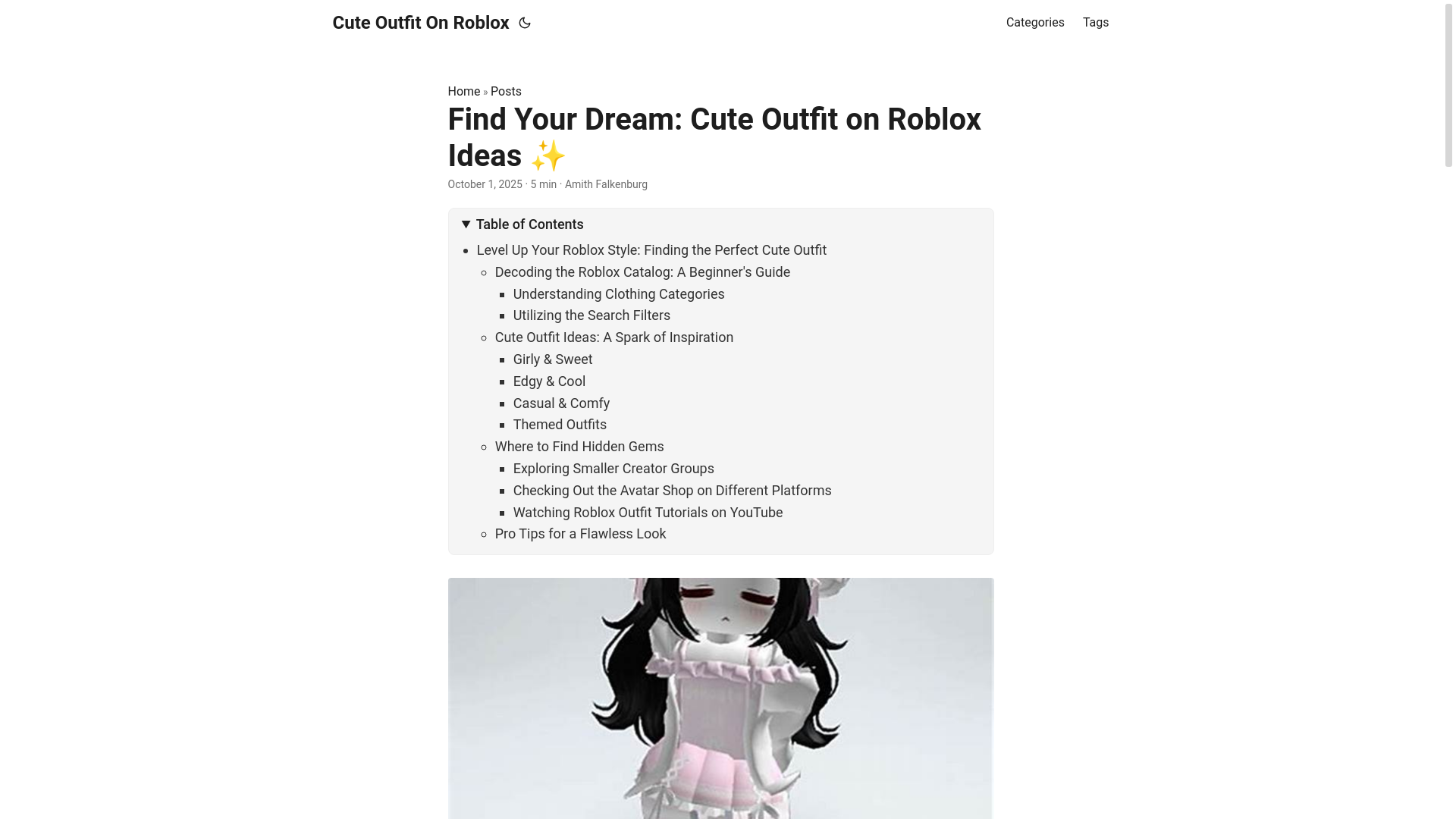 website screenshot of https://cute-outfit-on-roblox.pages.dev/
