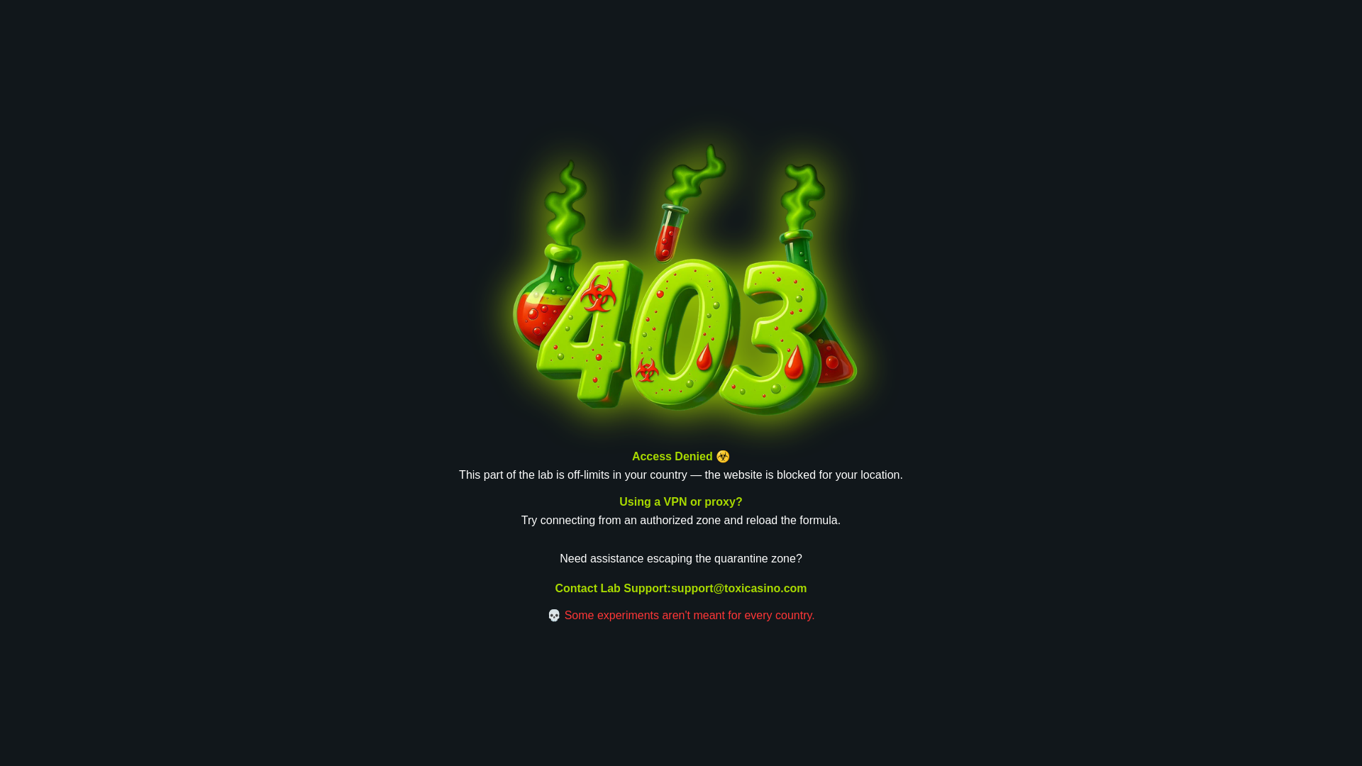 website screenshot of https://m.toxicasino.com/