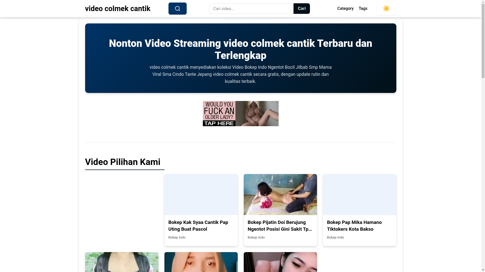 website screenshot of https://videocolmekcantik.pages.dev/