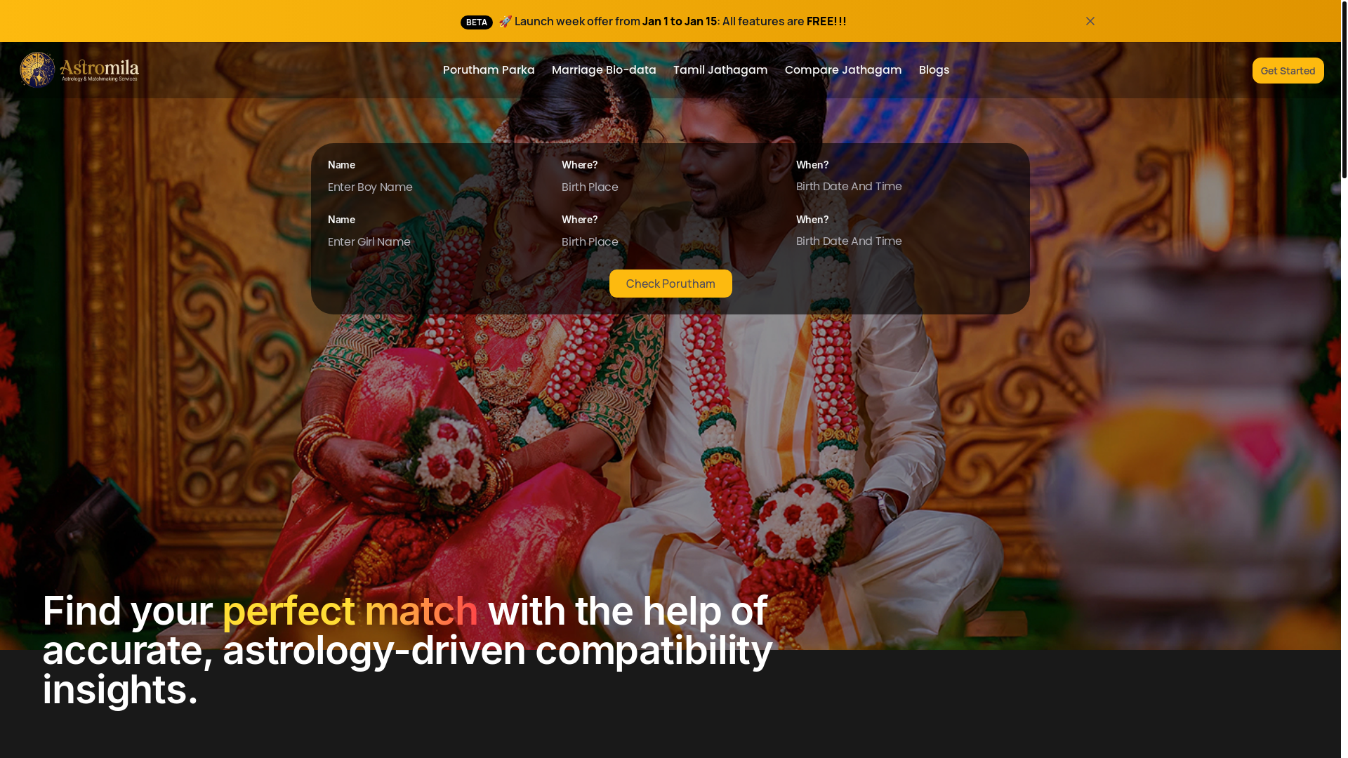 website screenshot of https://astromila.com/
