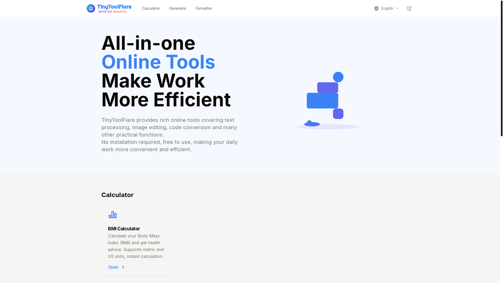 website screenshot of https://tinytoolflare.pages.dev/