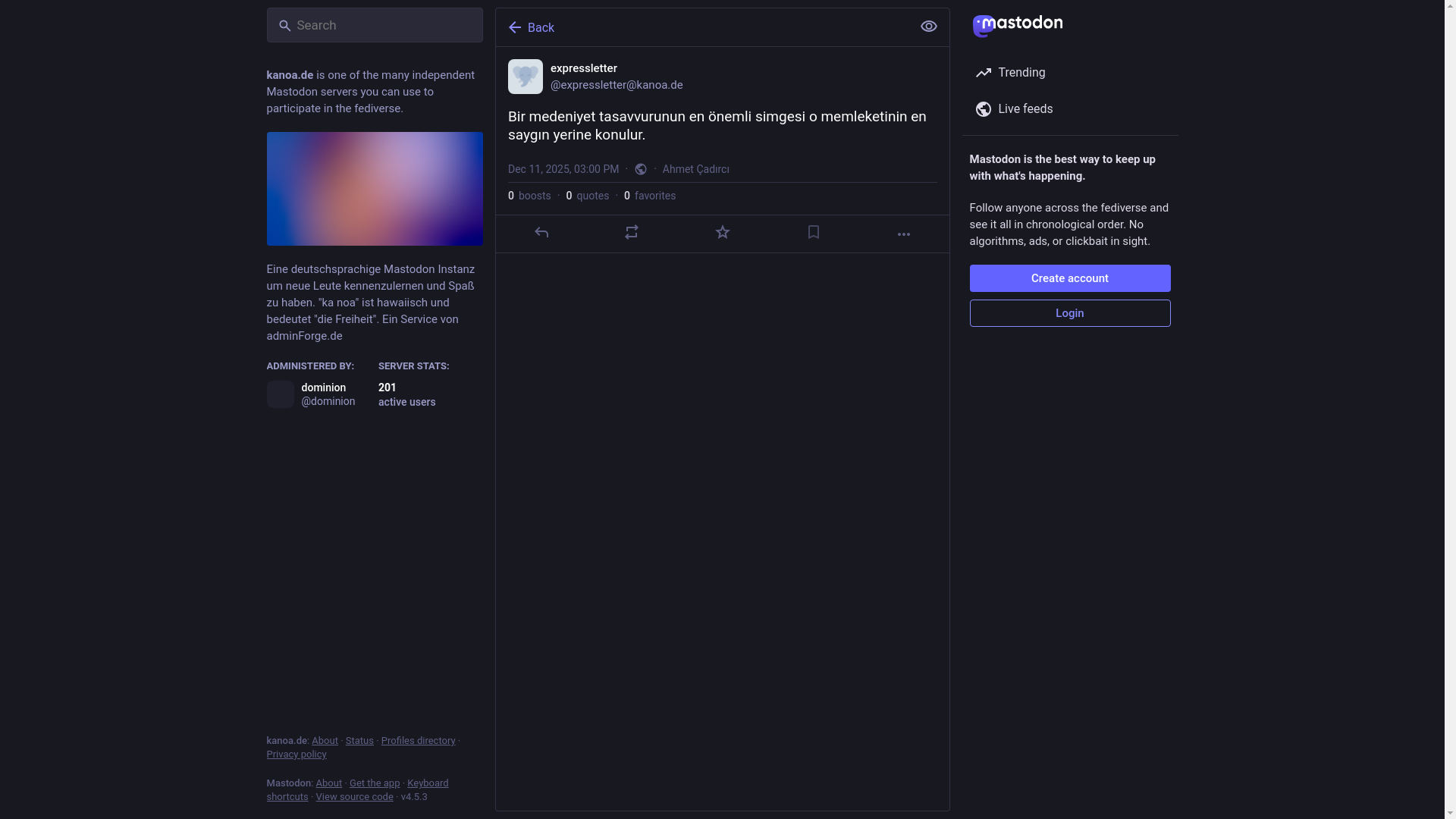 website screenshot of https://kanoa.de/users/expressletter/statuses/115701528364453744