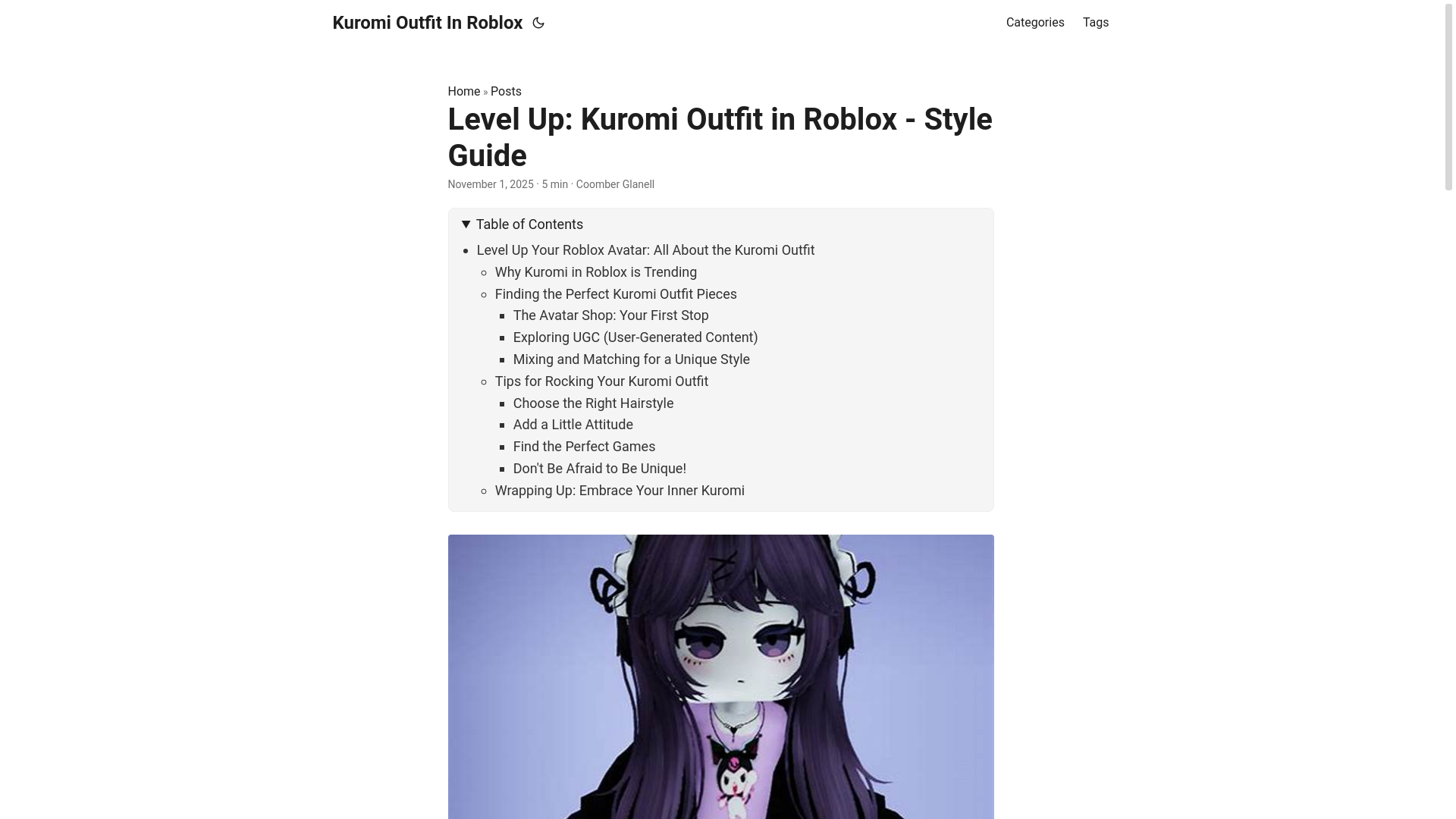 website screenshot of https://kuromi-outfit-in-roblox.pages.dev/
