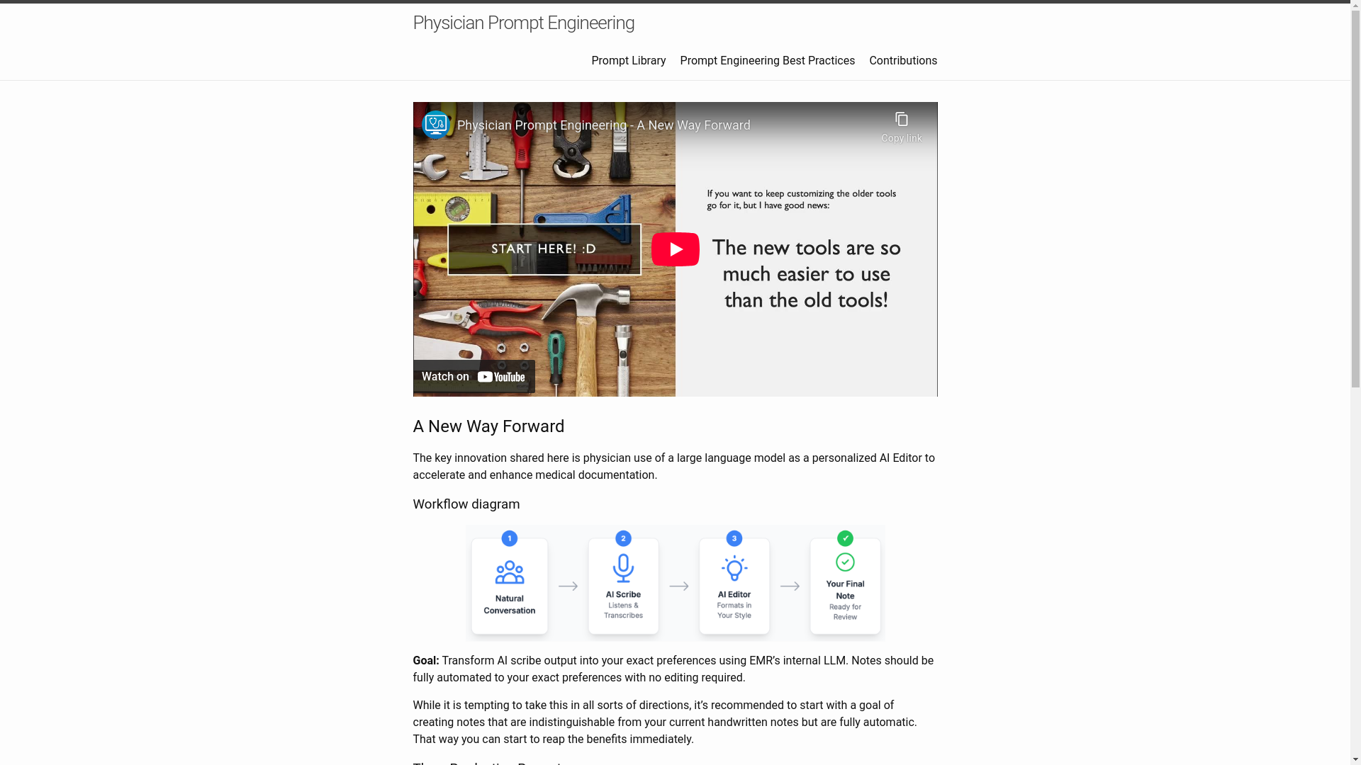 website screenshot of https://physicianpromptengineering.com/