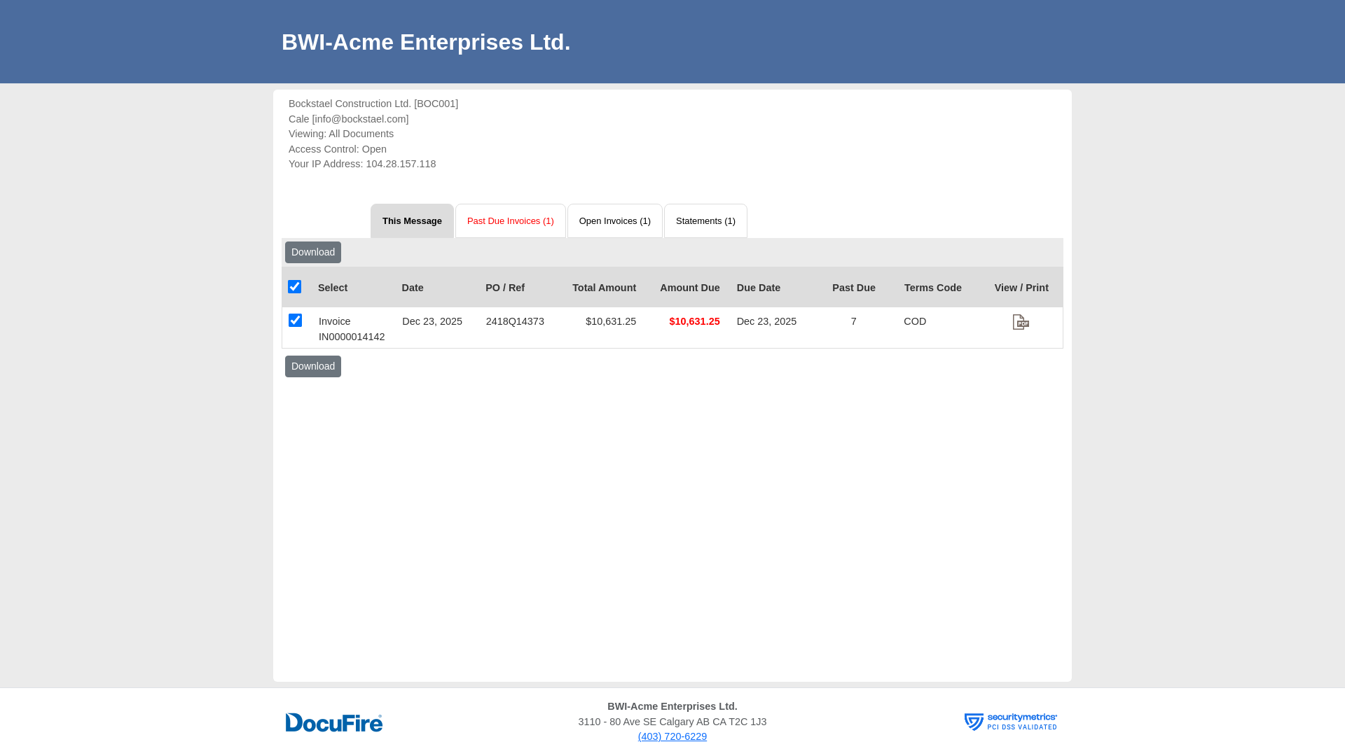 website screenshot of https://bwi-acme.docufire.com/0F210383C1F54355ADA776BEB1B0A059