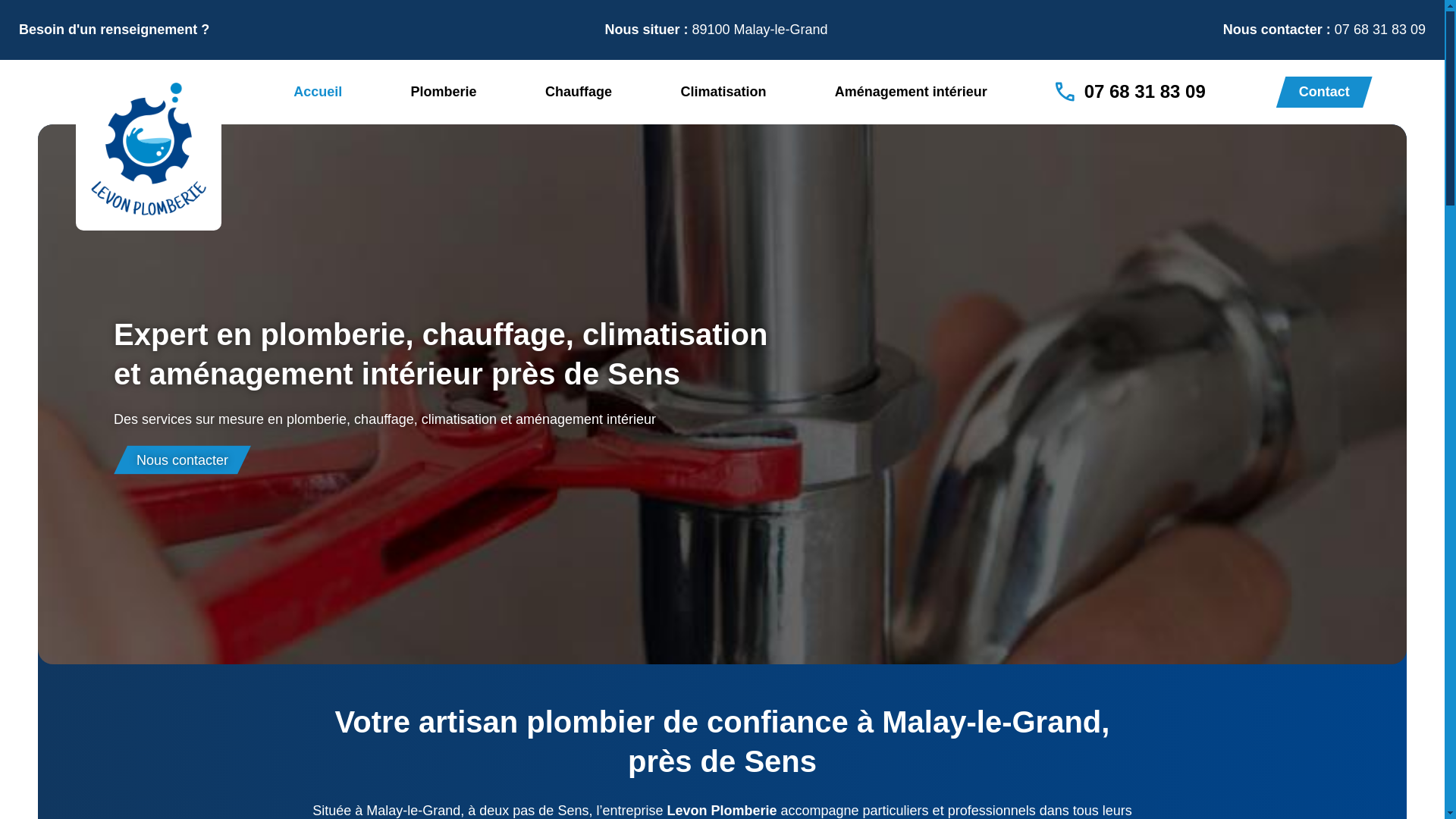 website screenshot of https://levon-plomberie.fr/