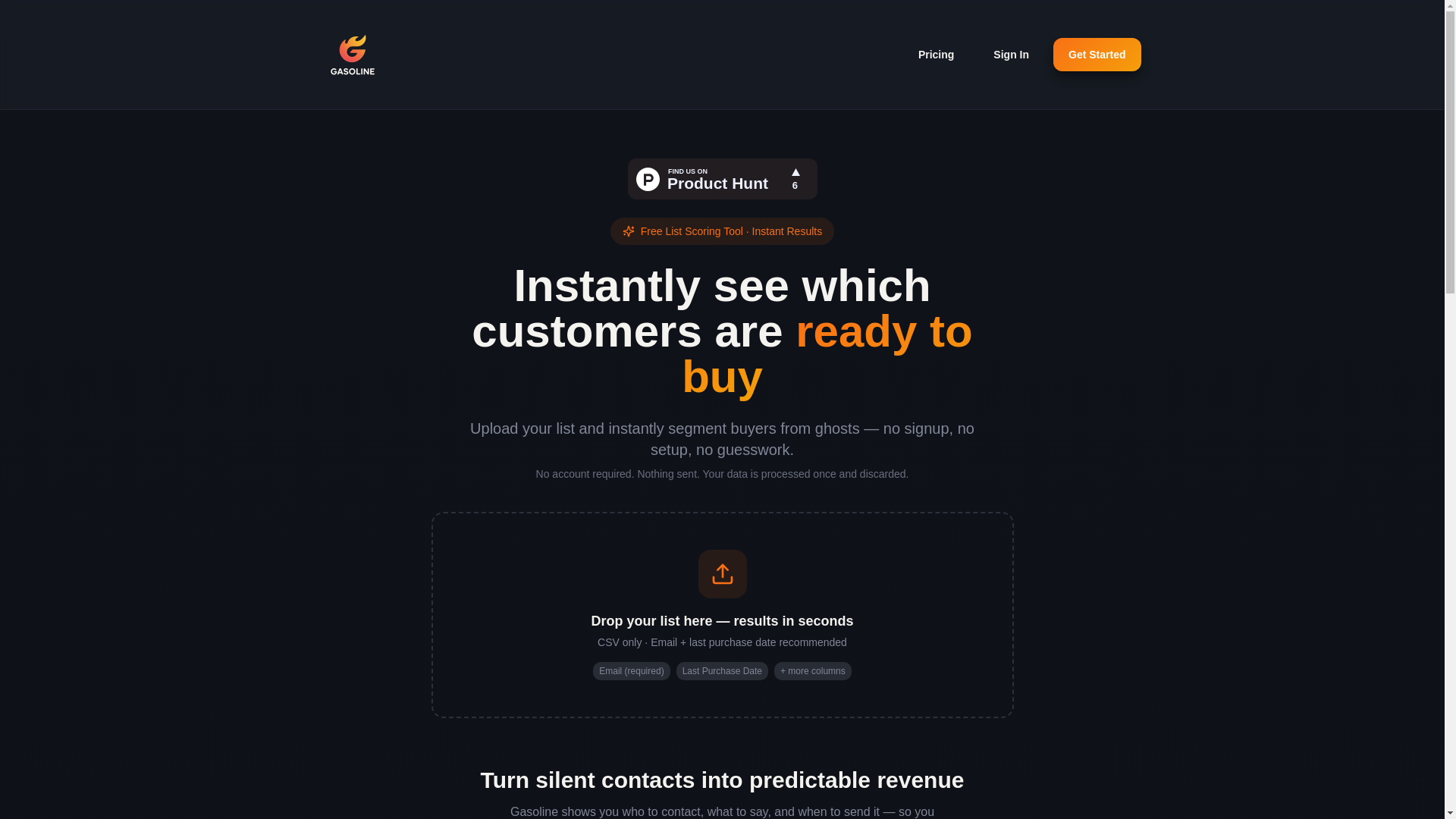 website screenshot of https://gasoline.so