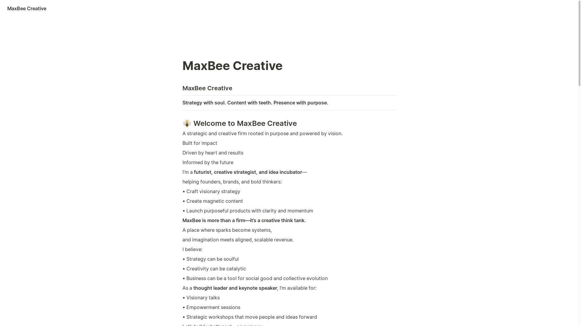 website screenshot of https://maxbeecreative.com/