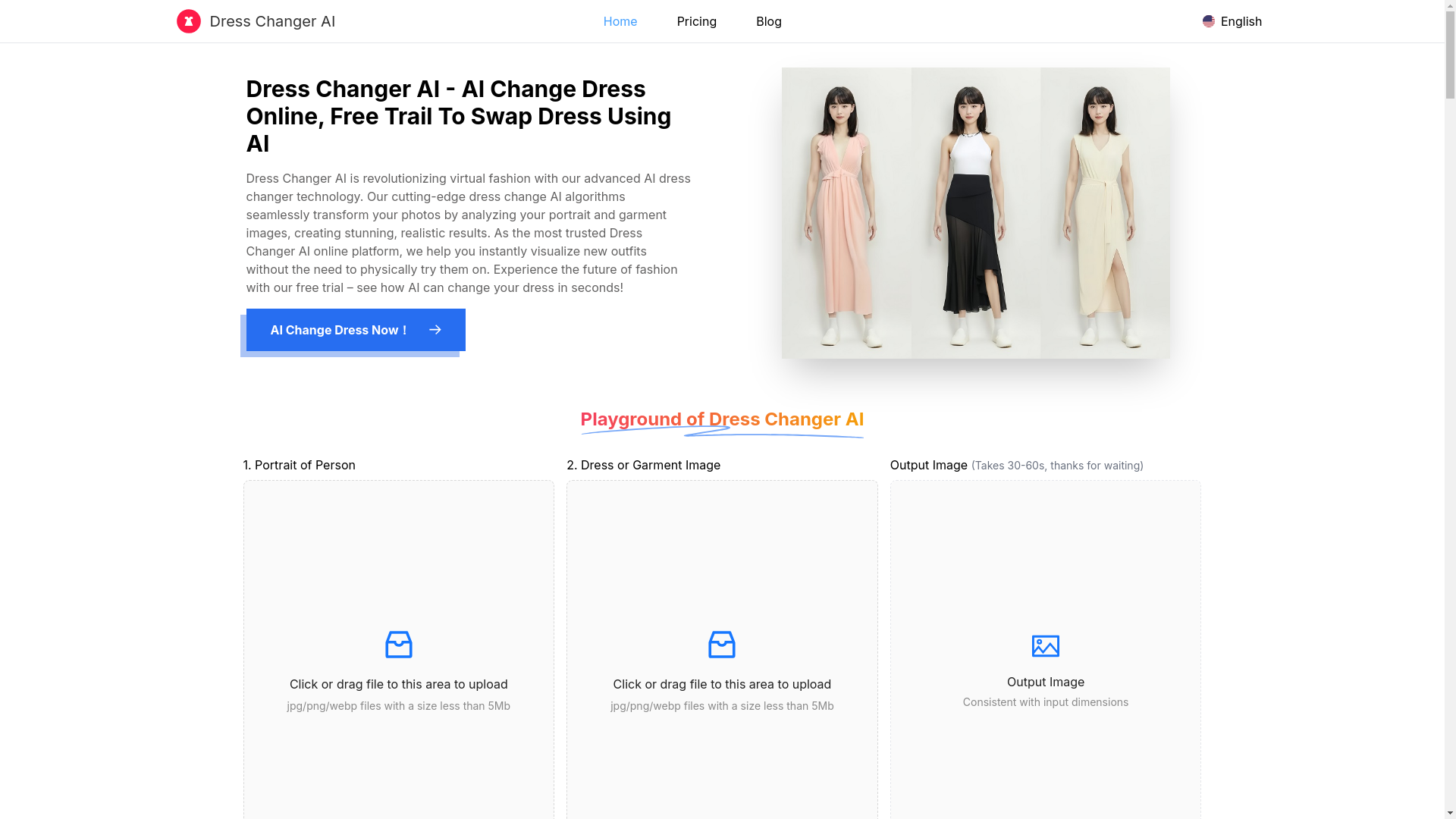 website screenshot of https://dress-changer-ai.pages.dev/