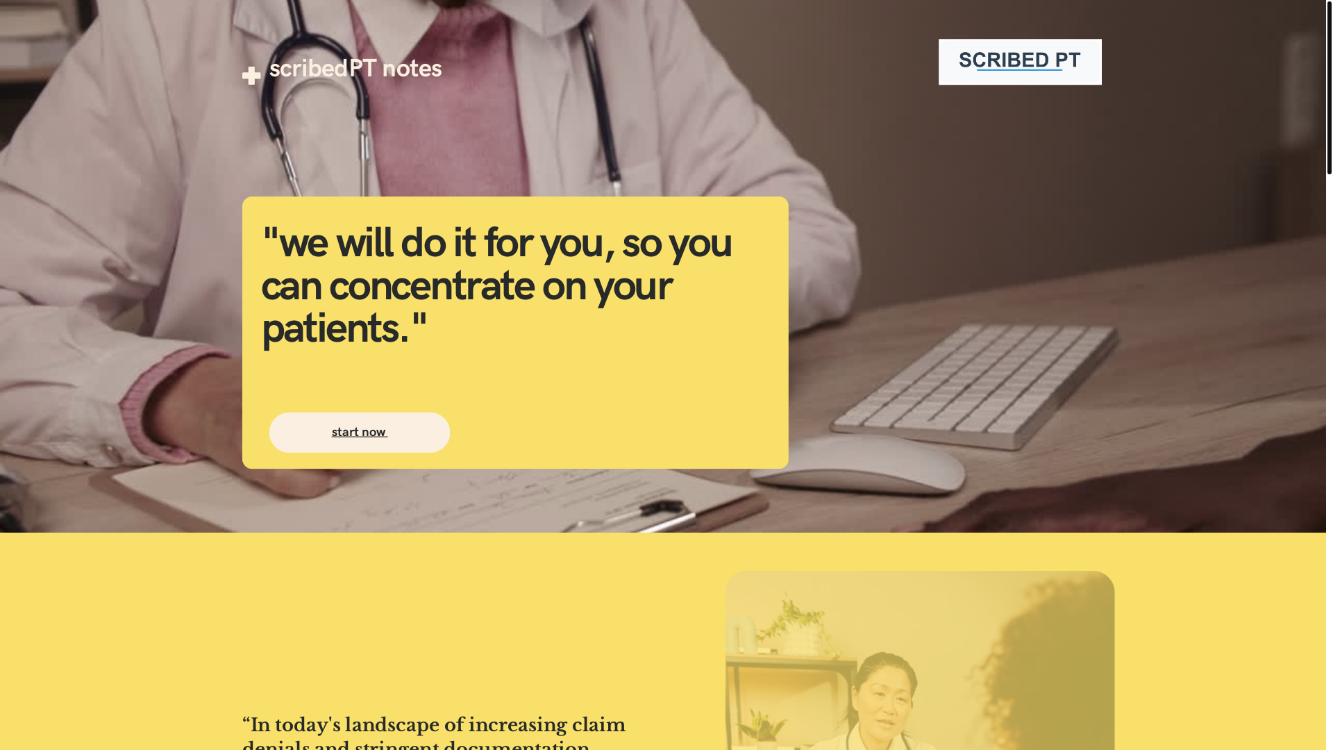 website screenshot of https://scribedptnotes.com/