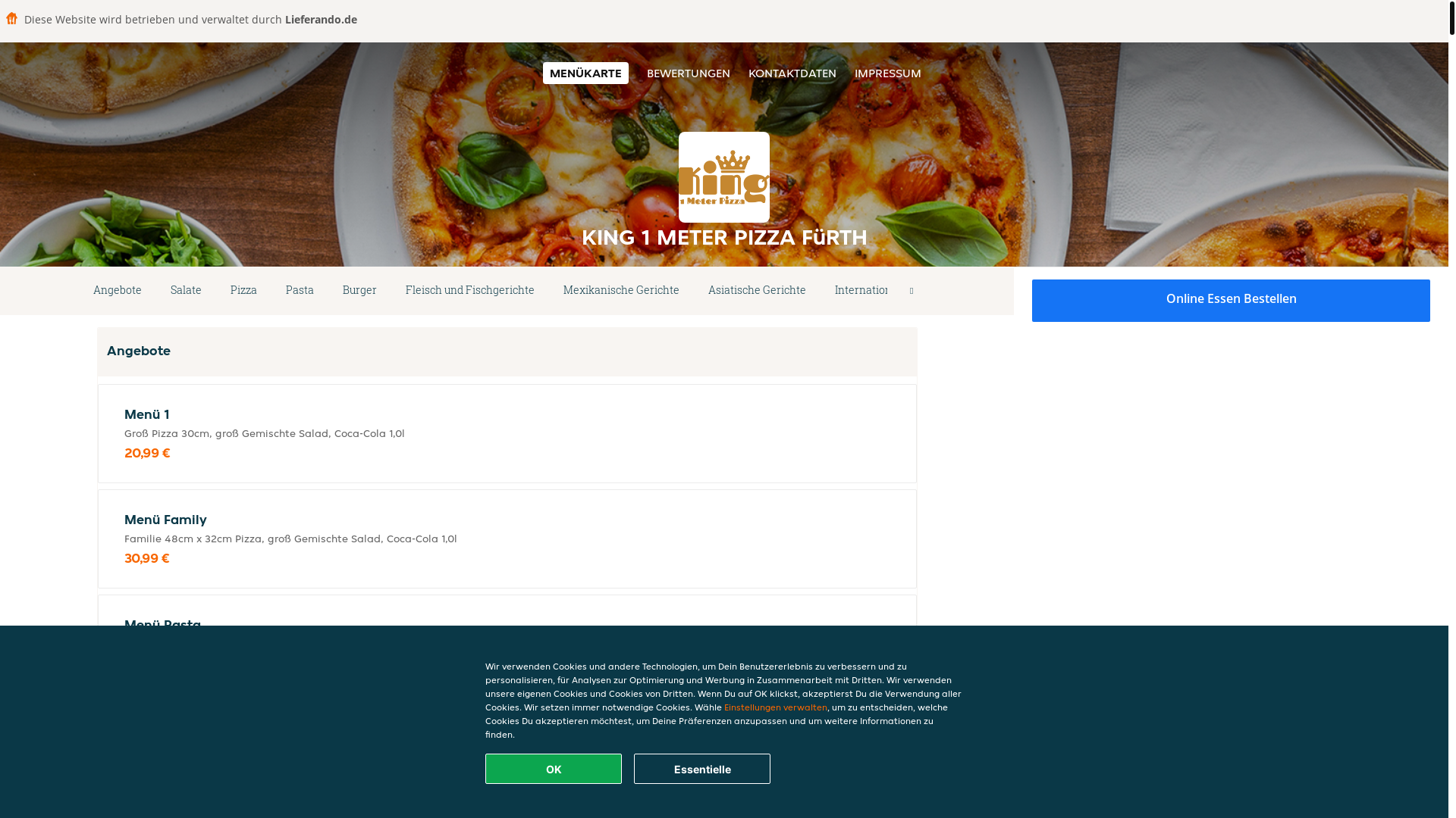 website screenshot of https://king1meterpizza-furth.de/