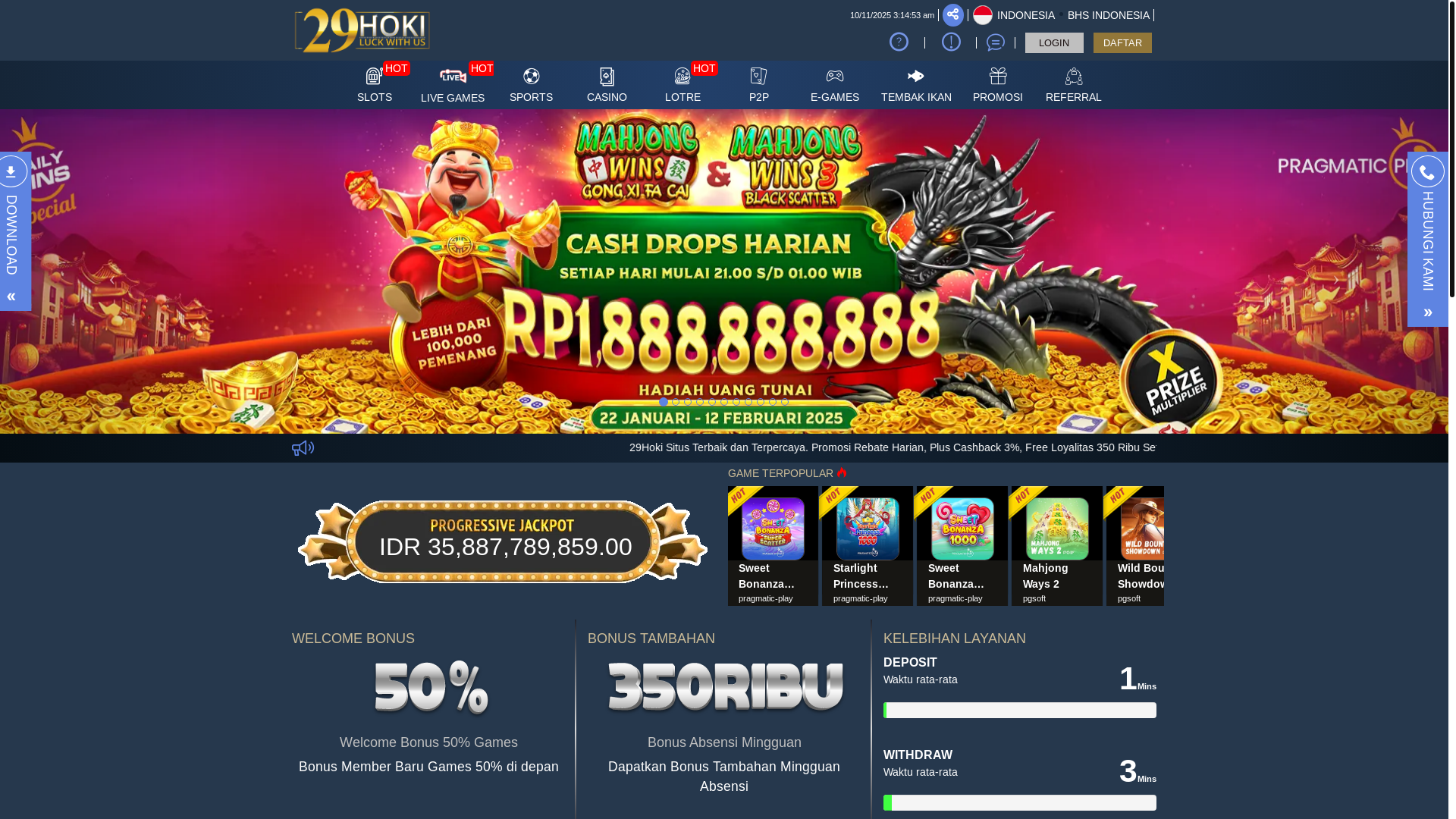 website screenshot of https://29hokiamp3.top/