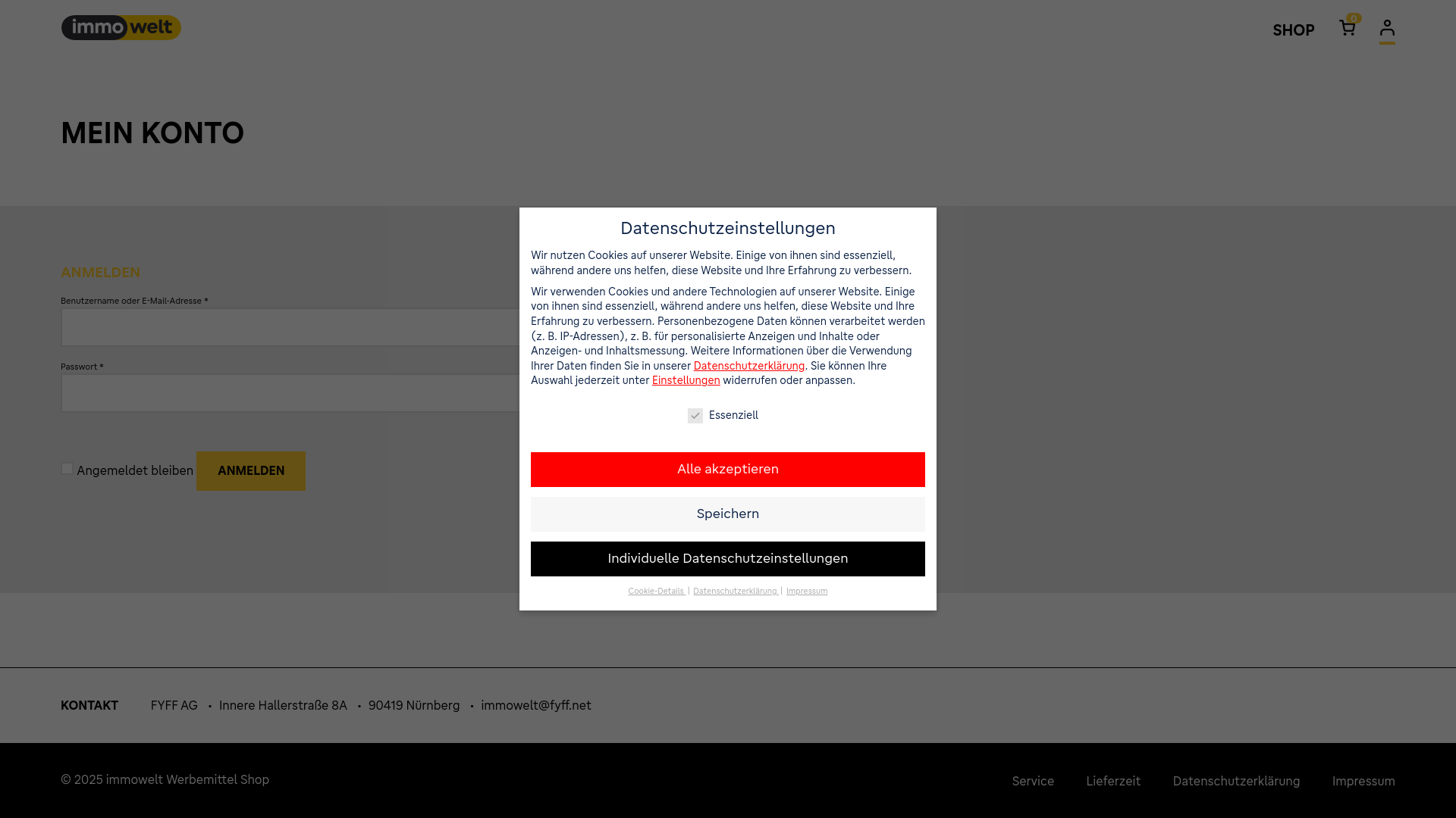 website screenshot of https://immowelt-shop.de/mein-konto/