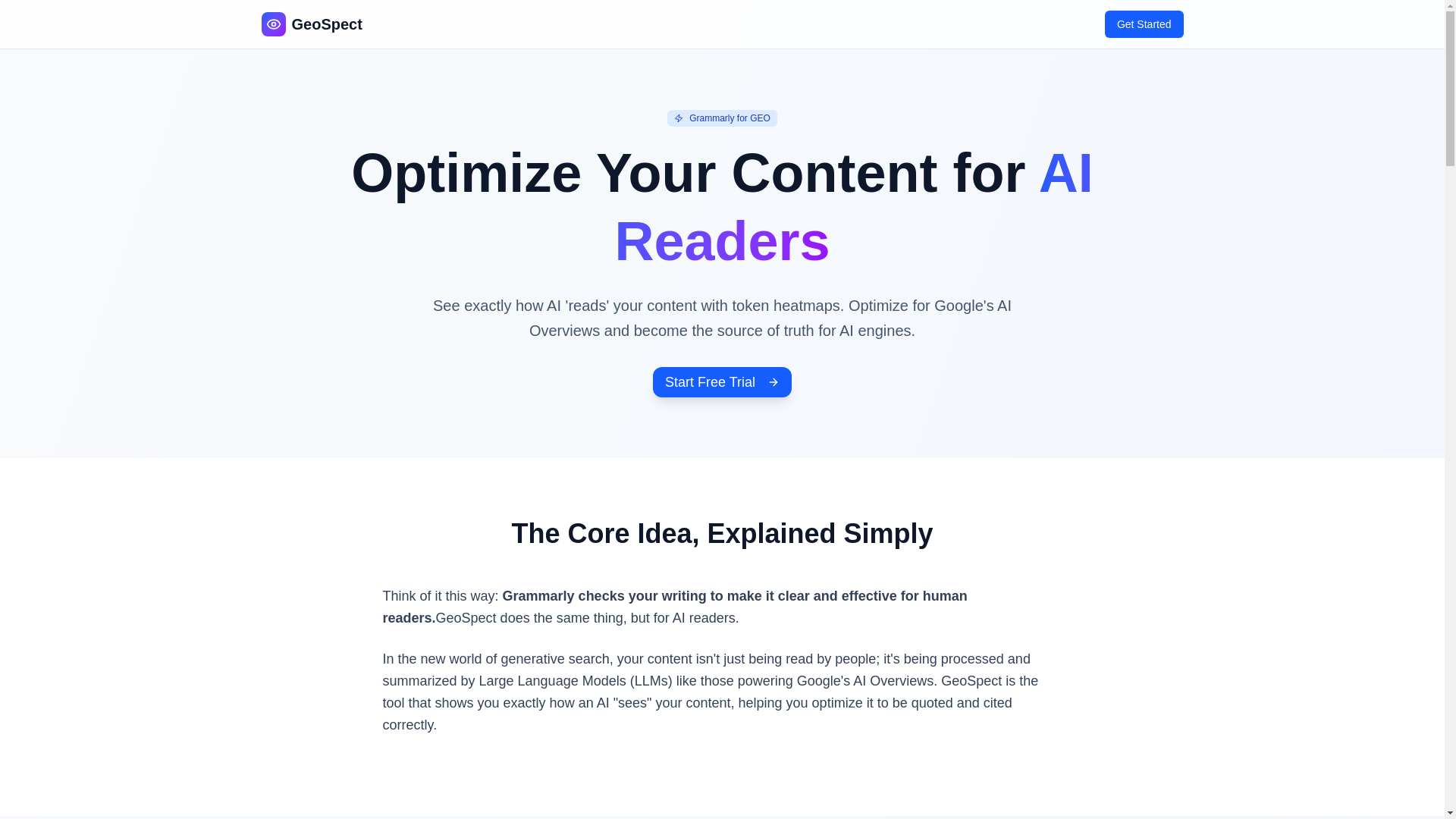 website screenshot of https://geospect.io/