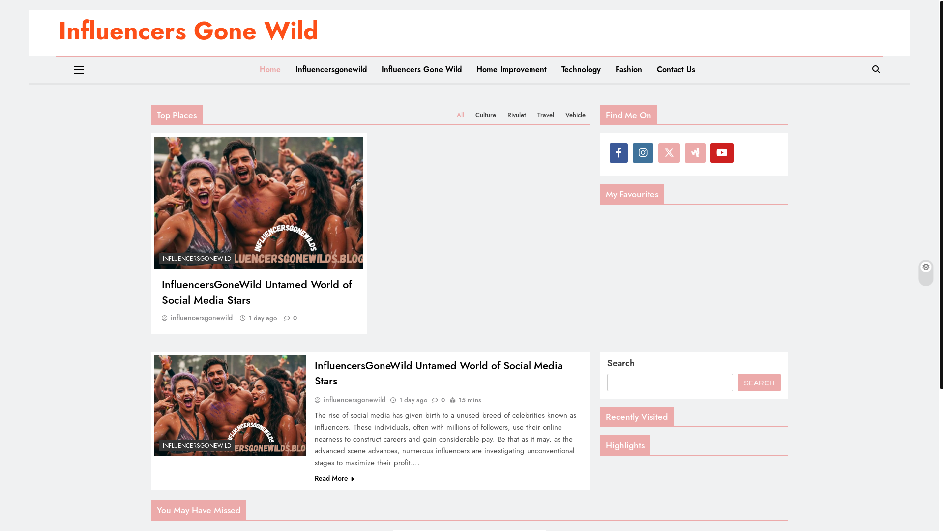 website screenshot of https://influencersgonewilds.blog/