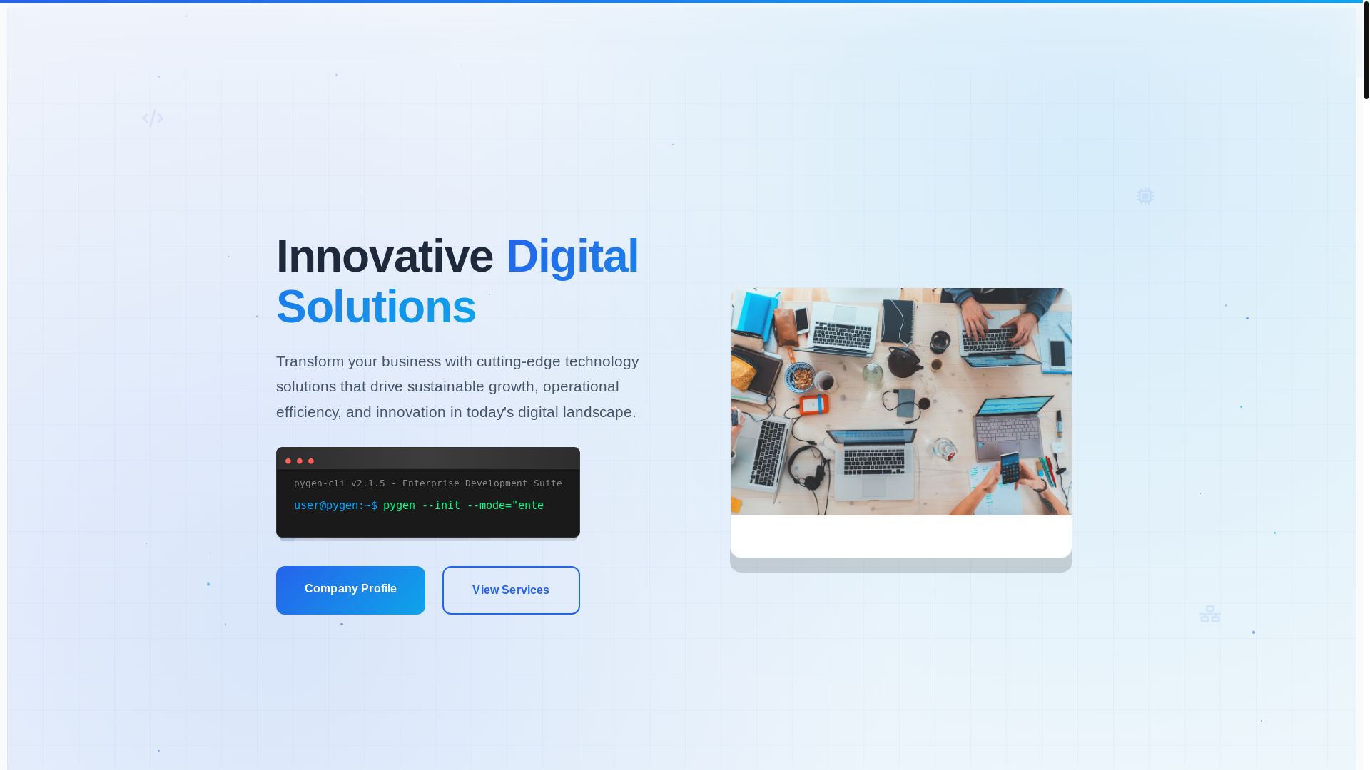 website screenshot of https://pygentechnologies.com/