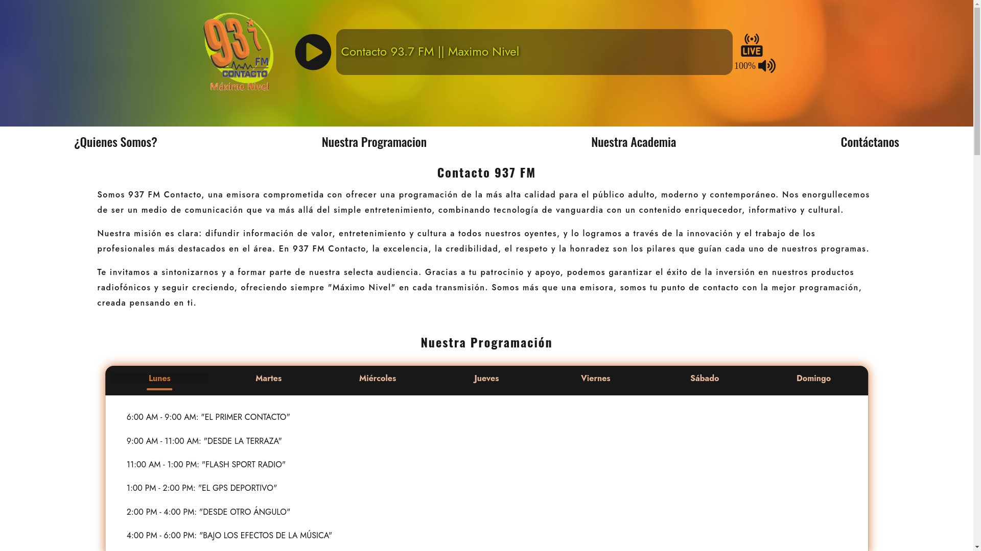 website screenshot of https://contactofm.com.ve/
