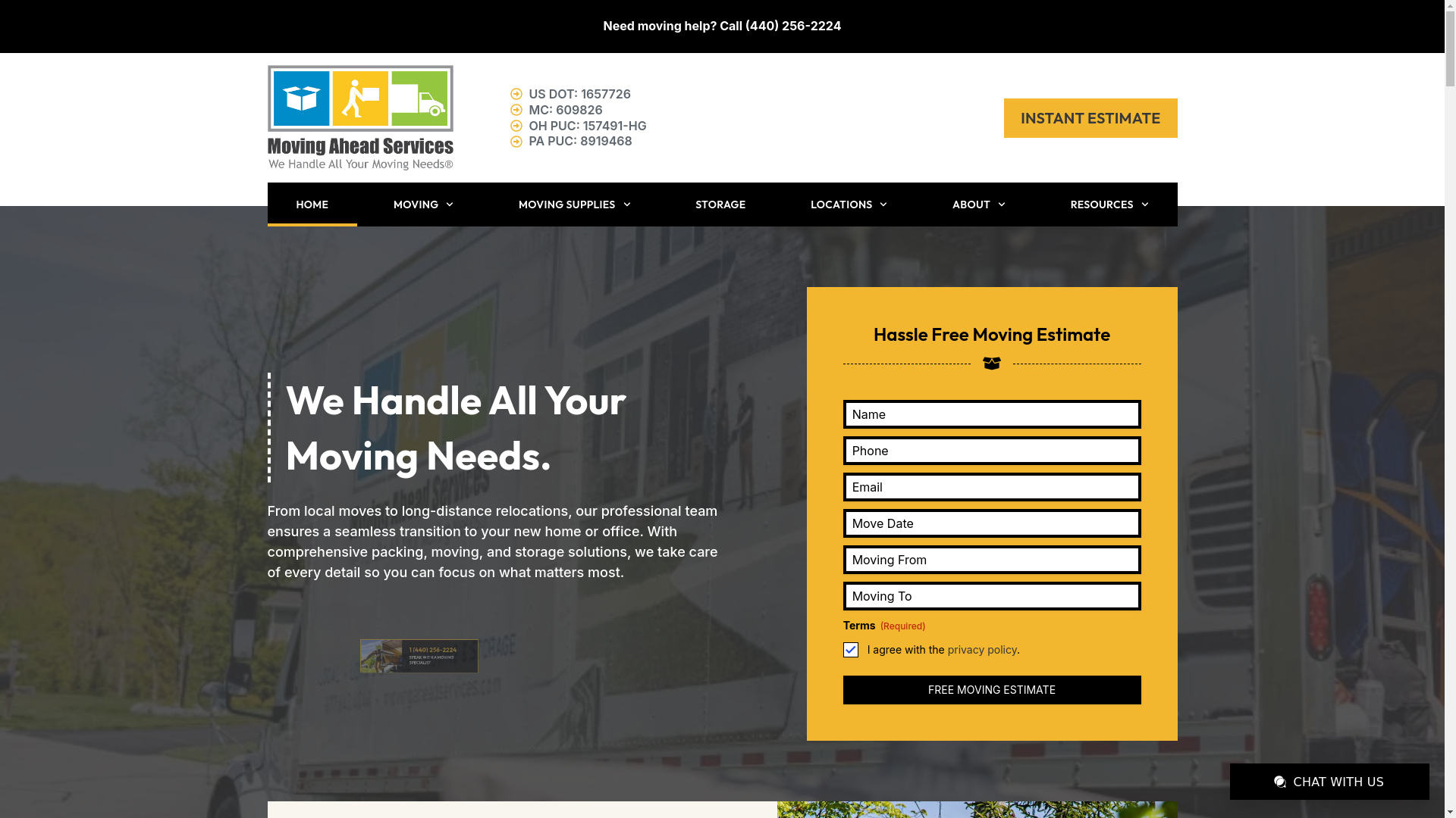 website screenshot of https://mymovingaheadservices.com/
