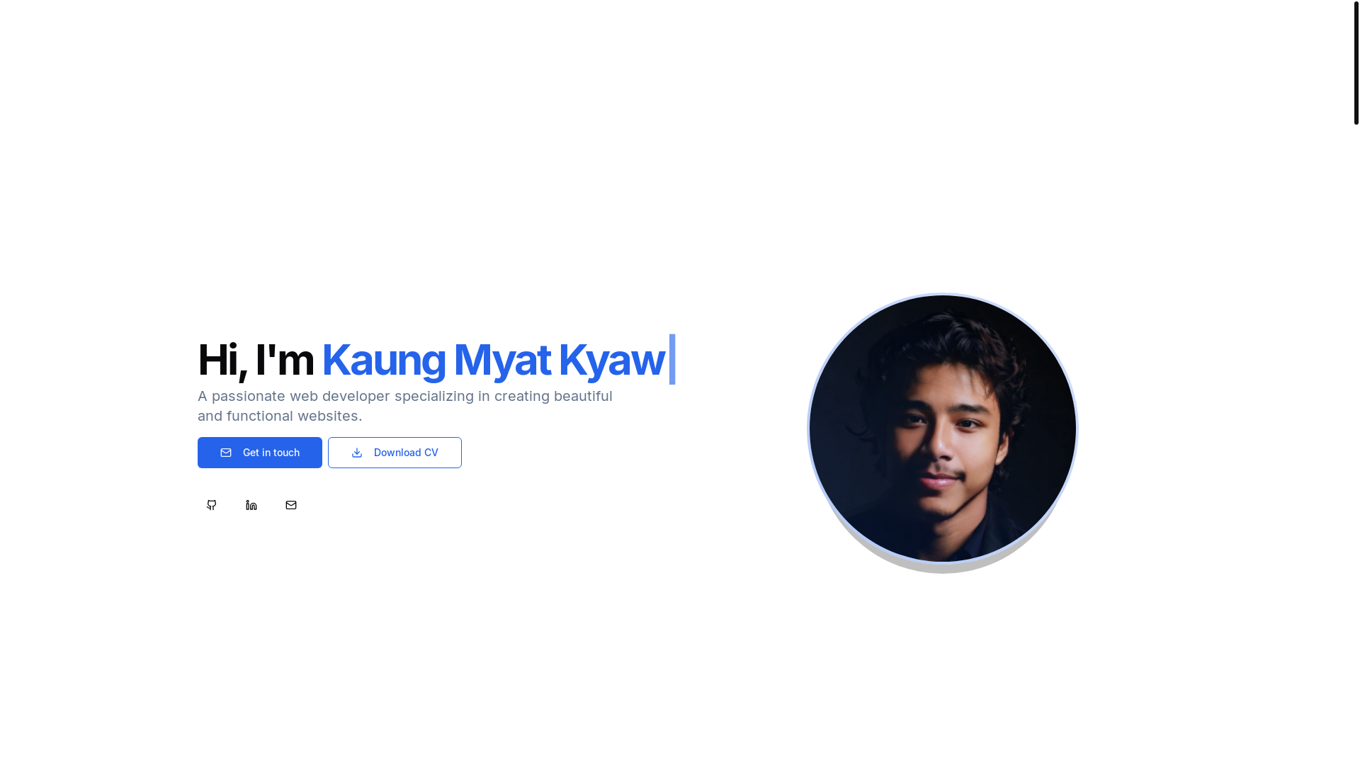 website screenshot of https://kaungmyat.info/