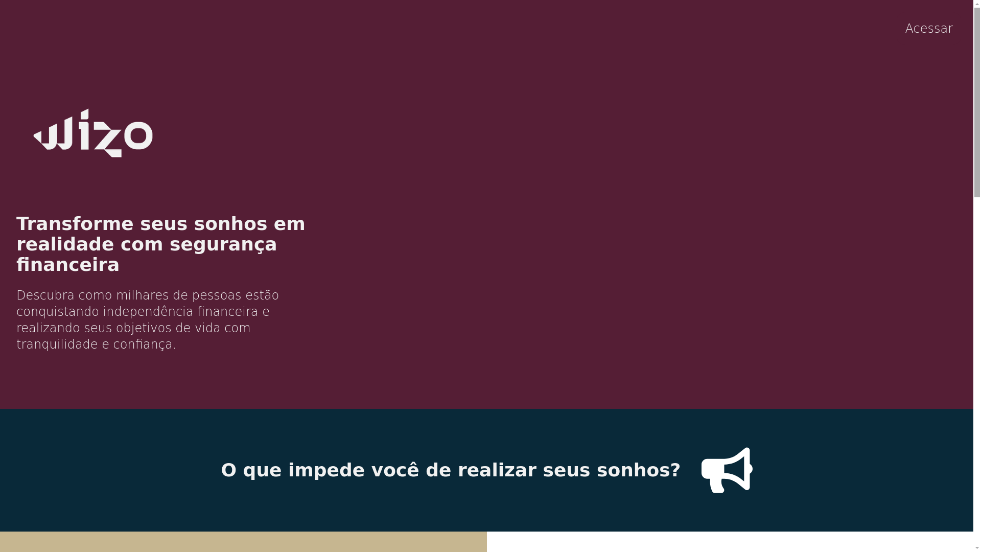 website screenshot of https://wizofinance.com.br/