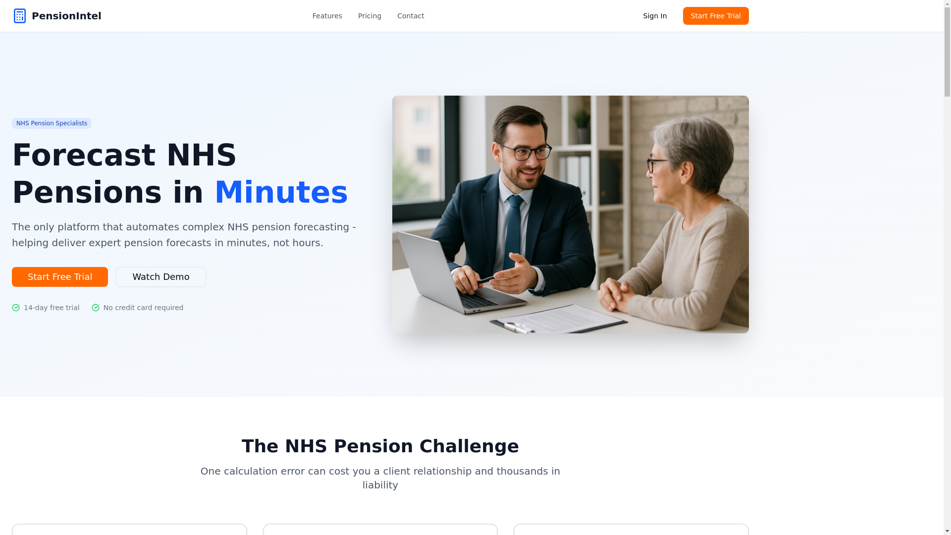 website screenshot of https://pension-landing.pages.dev/