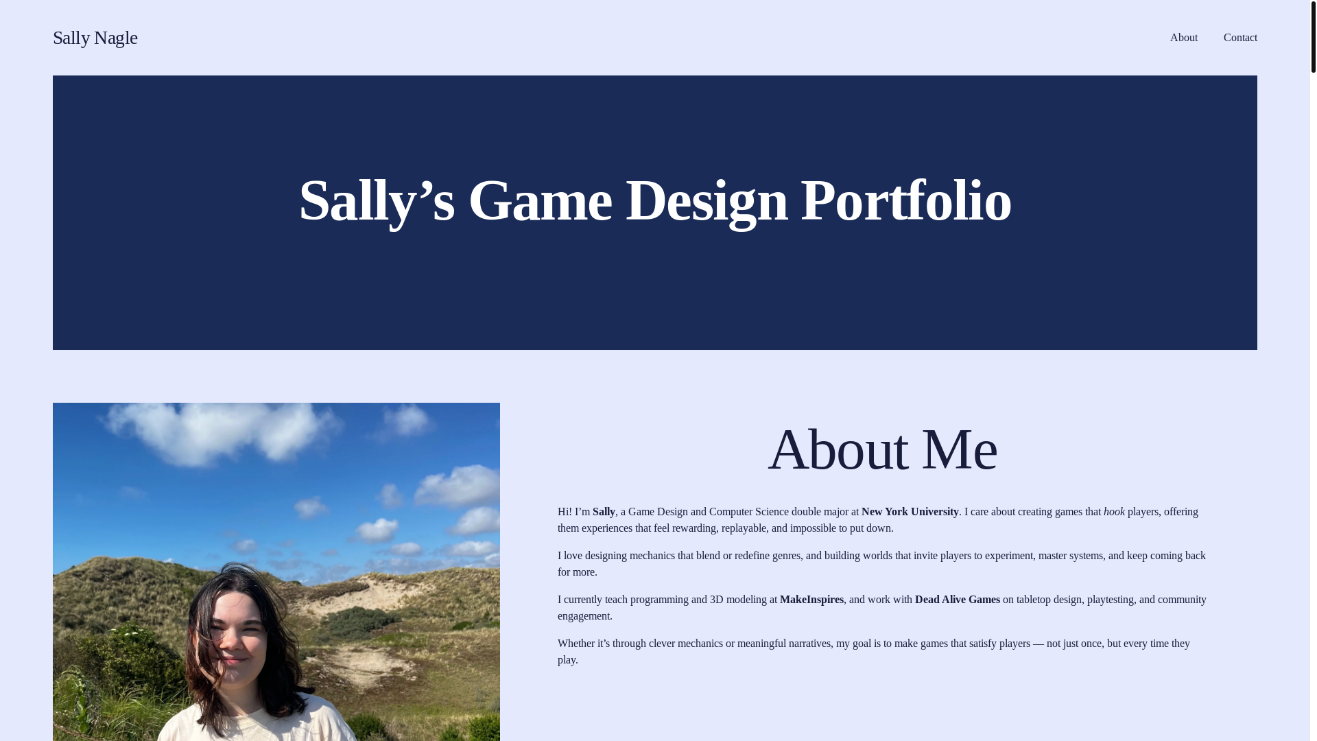 website screenshot of https://sallynagle.com/