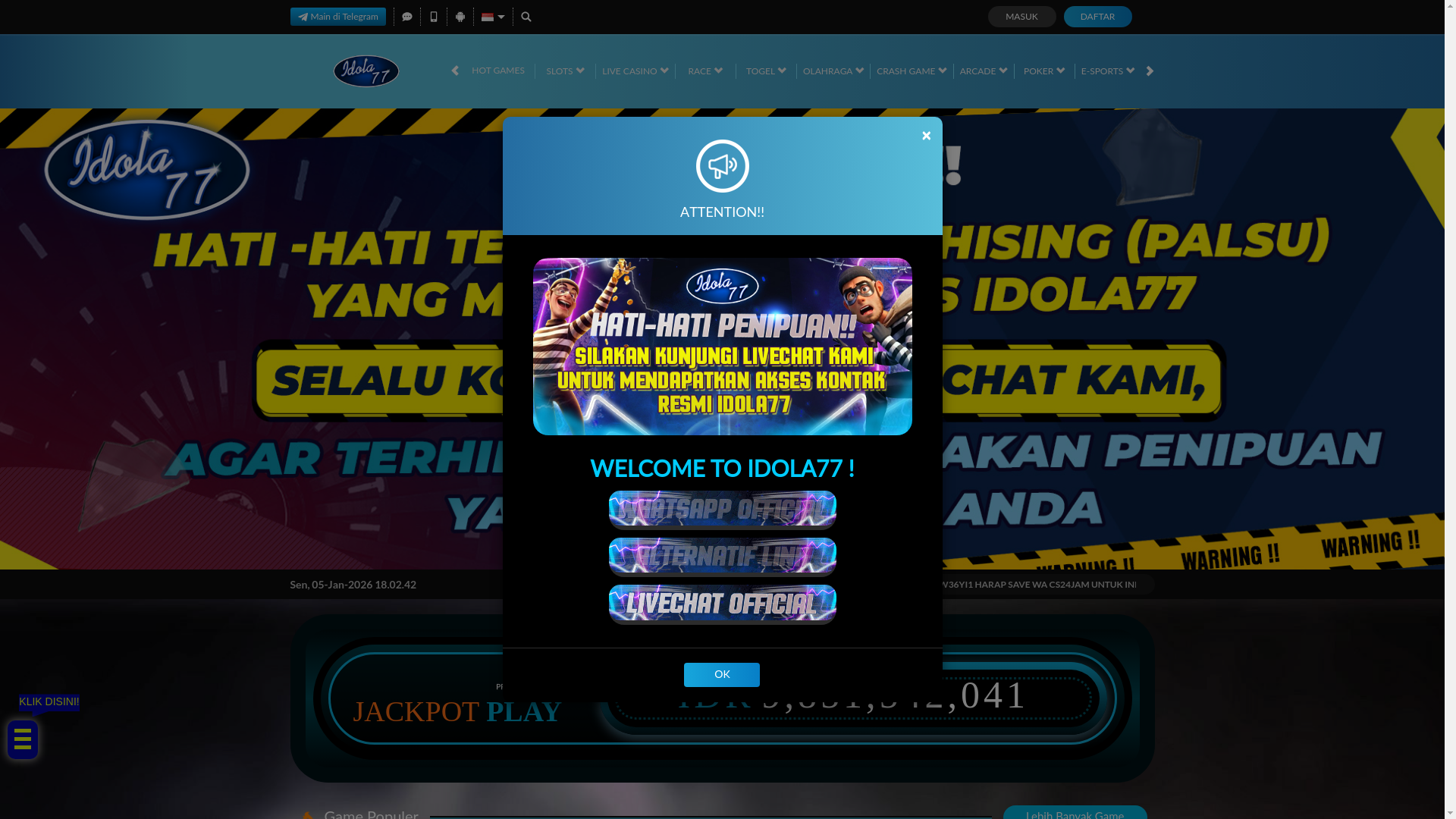 website screenshot of https://idola77h.buzz/