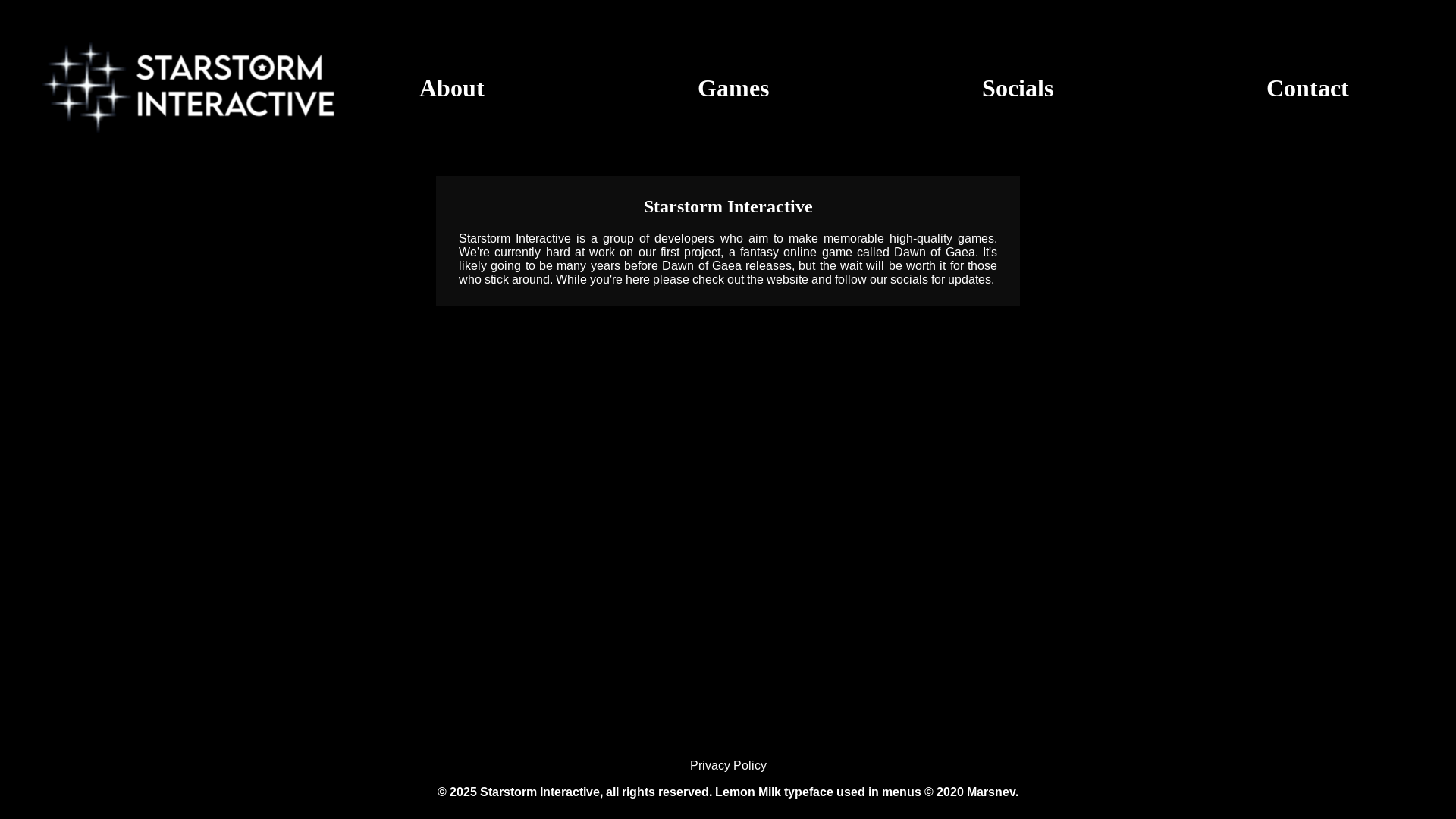 website screenshot of https://starstorminteractive.pages.dev/