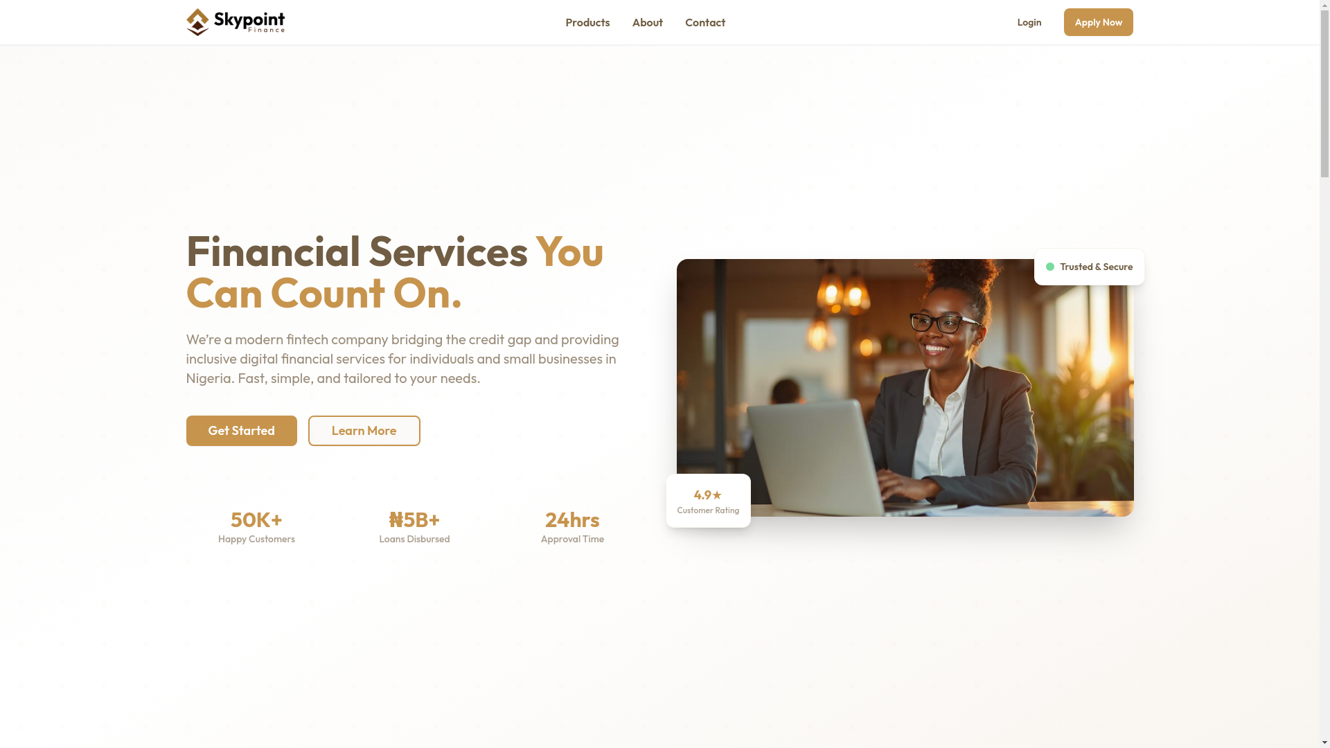 website screenshot of https://skypointfinance.com/