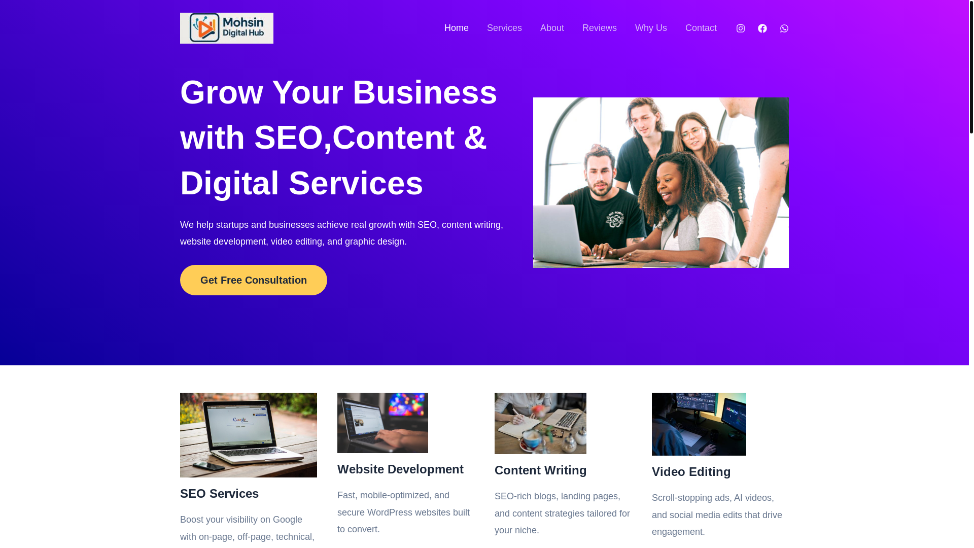website screenshot of https://mohsindigitalhub.com/