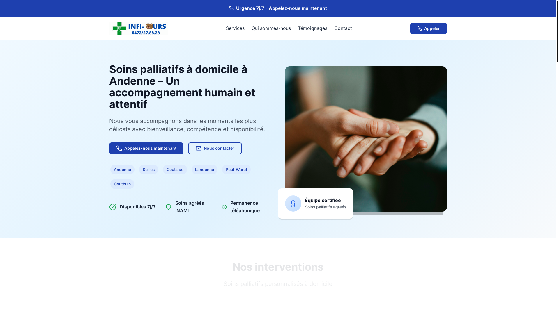 website screenshot of https://soins-palliatifs-andenne.be/
