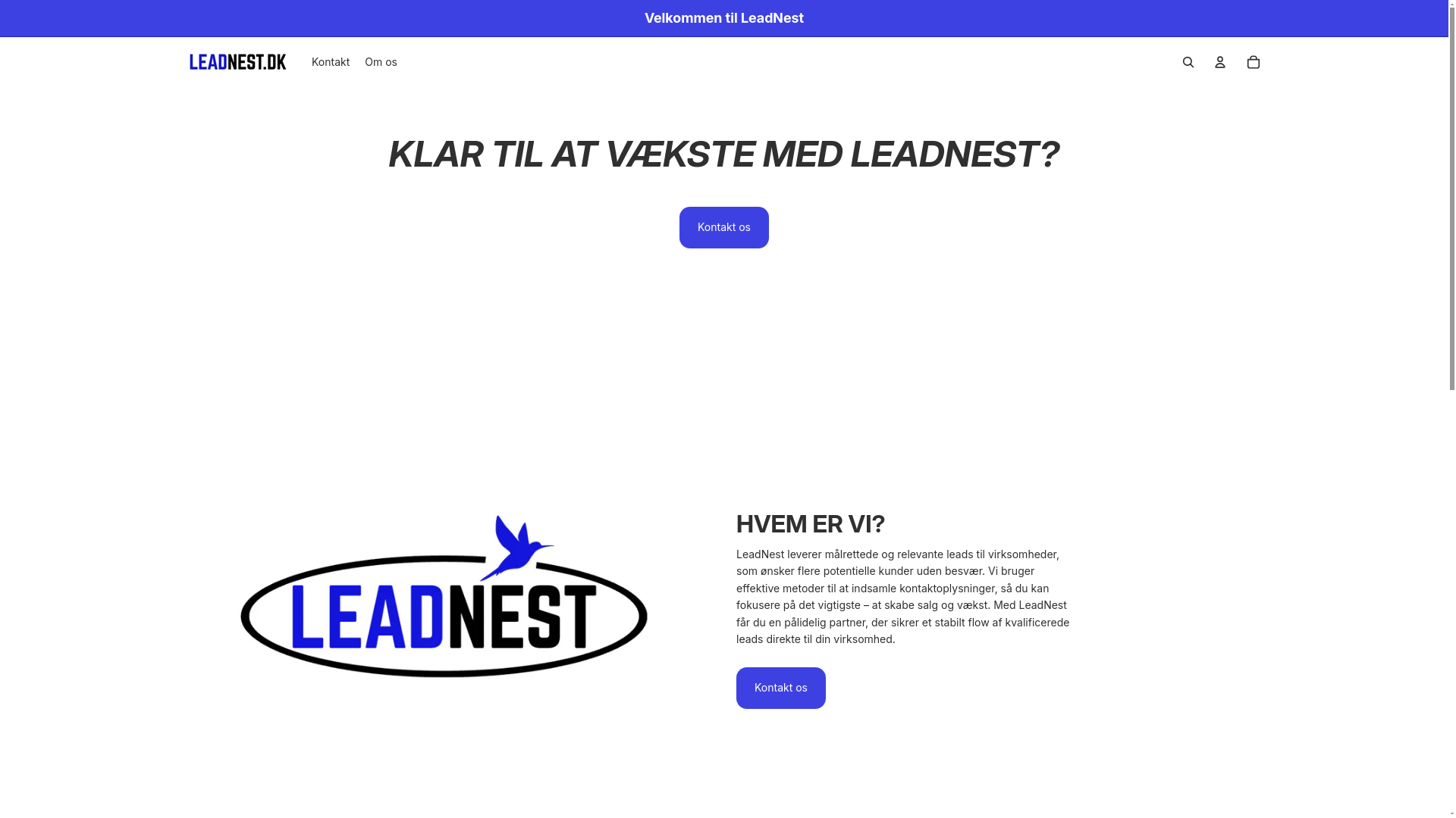 website screenshot of https://leadnest.dk/