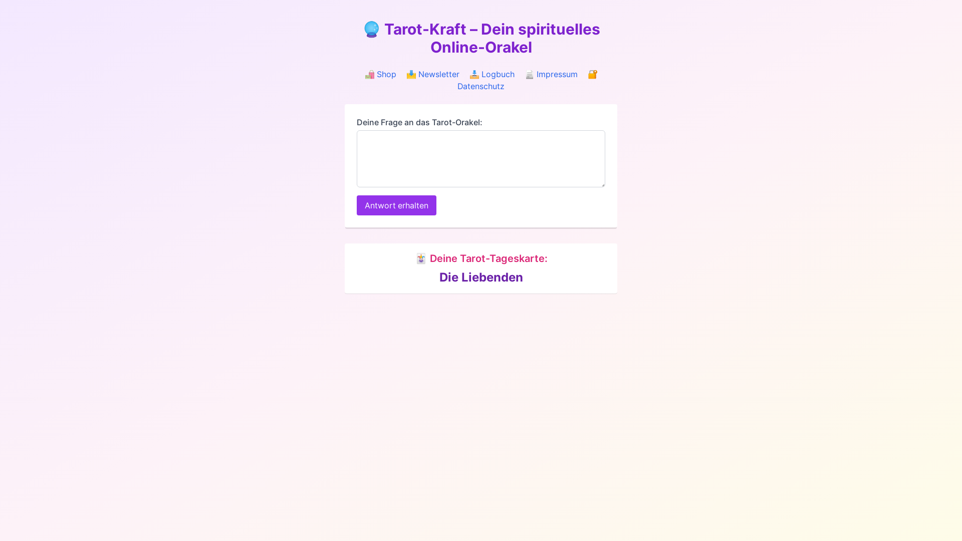 website screenshot of https://tarot-kraft.de/