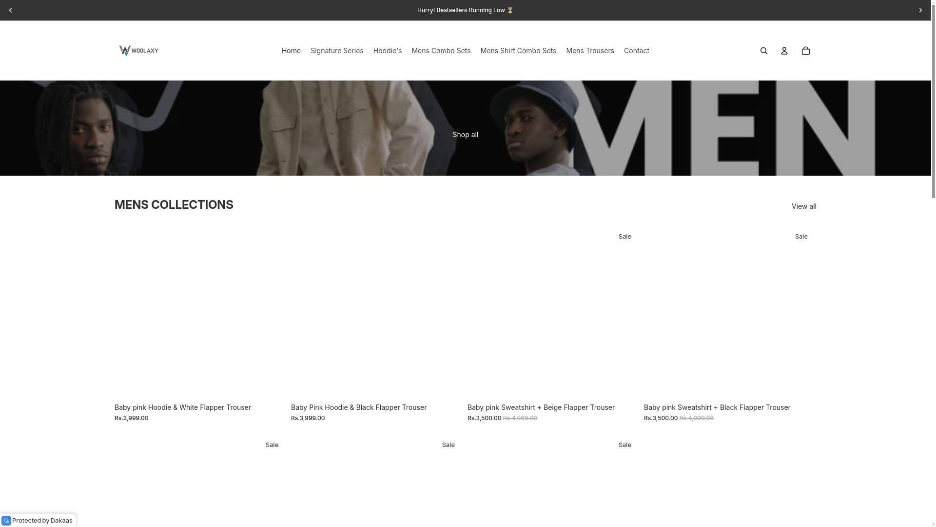 website screenshot of https://woolaxy.store/