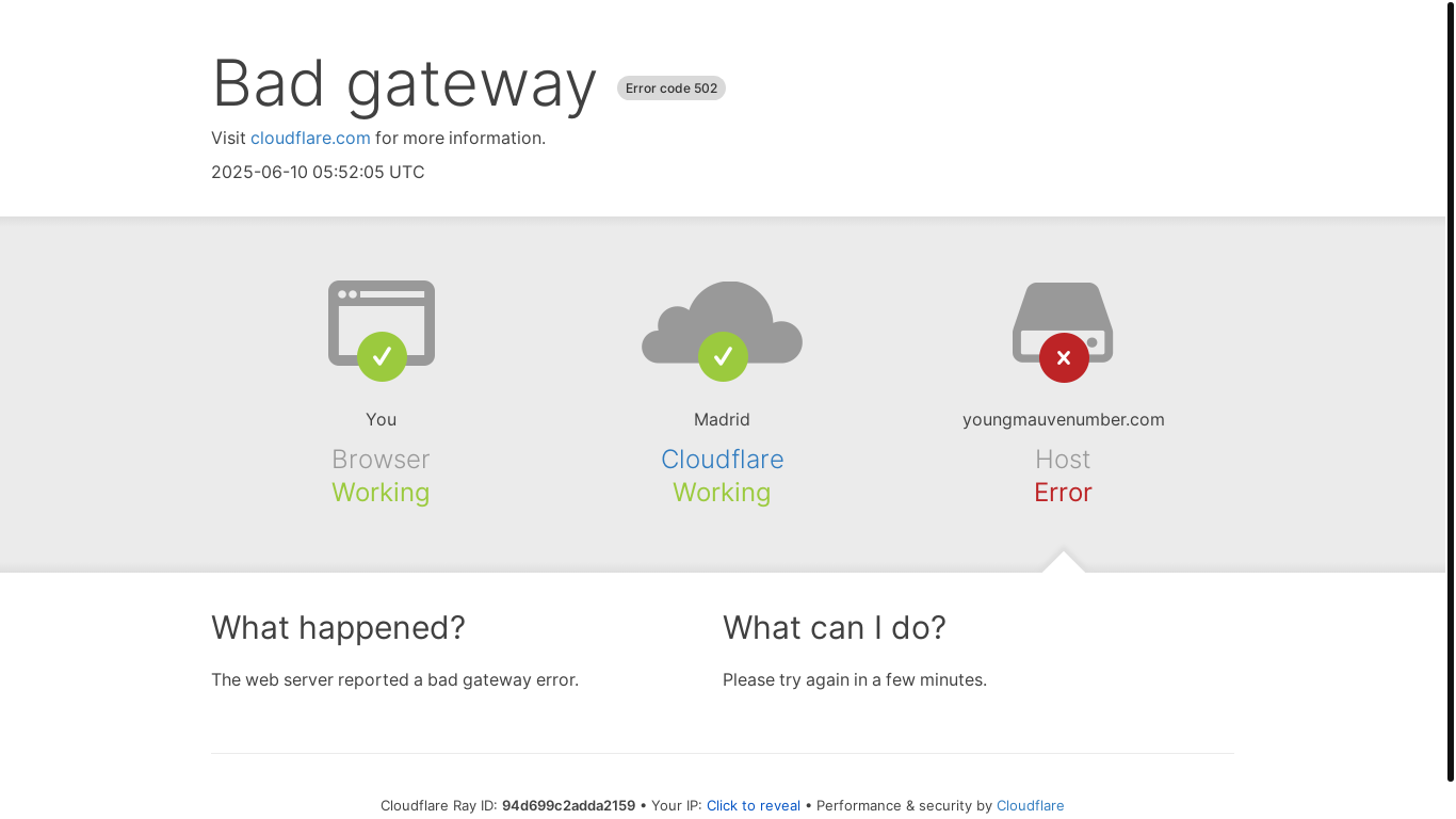 website screenshot of https://youngmauvenumber.com/