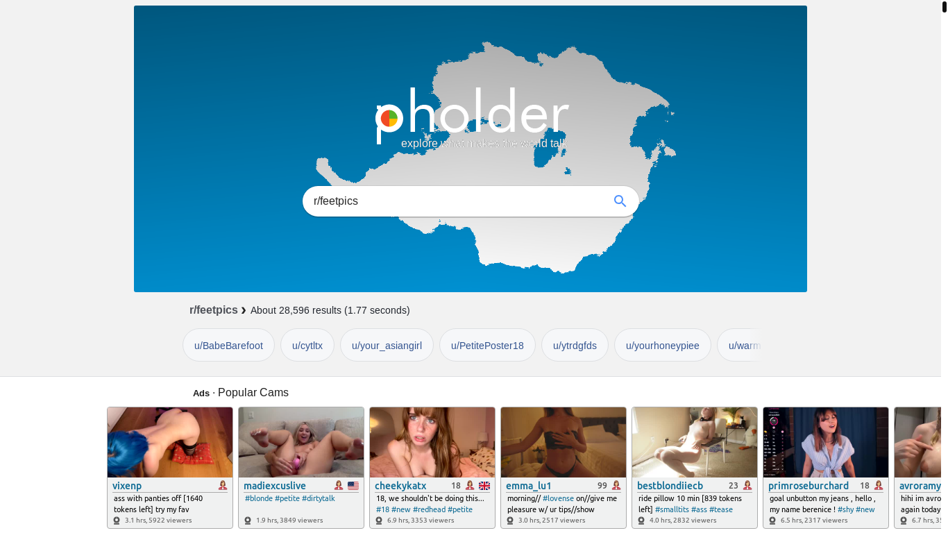 website screenshot of https://pholder.com/r/feetpics/
