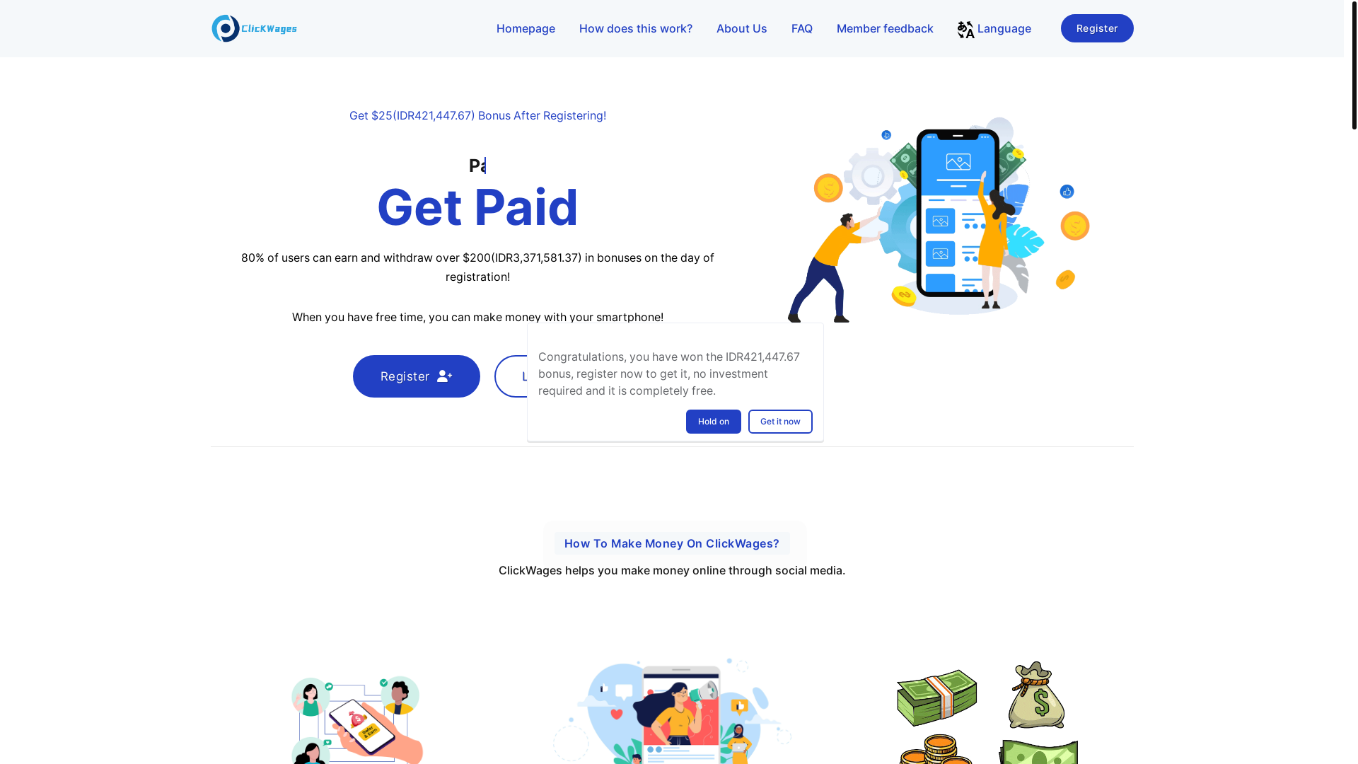 website screenshot of https://click9qywages.top/