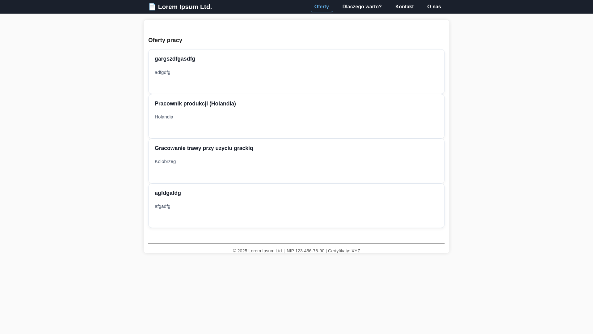 website screenshot of https://vertojobs.pl/