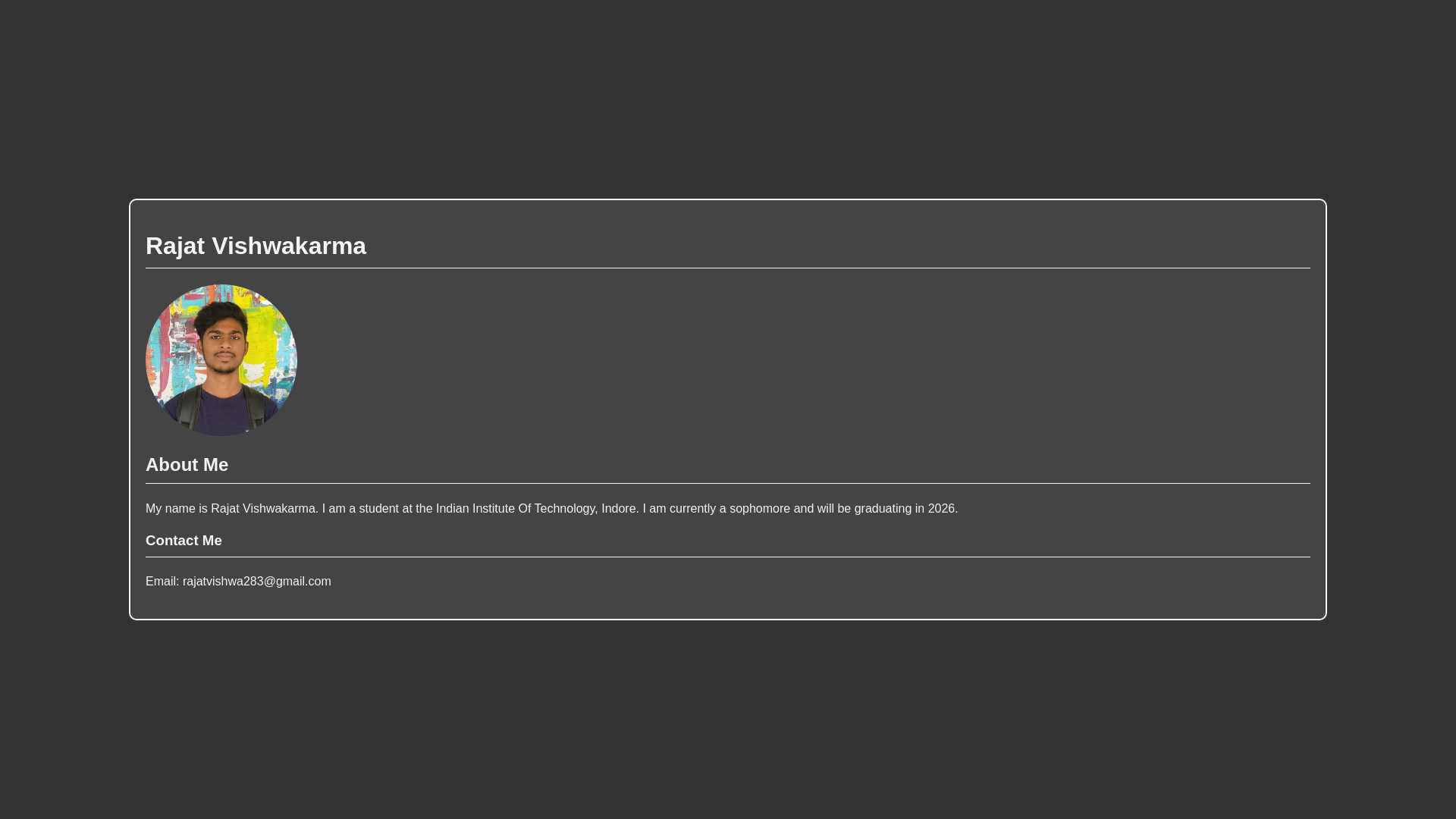 website screenshot of https://rajatvishwa.me/