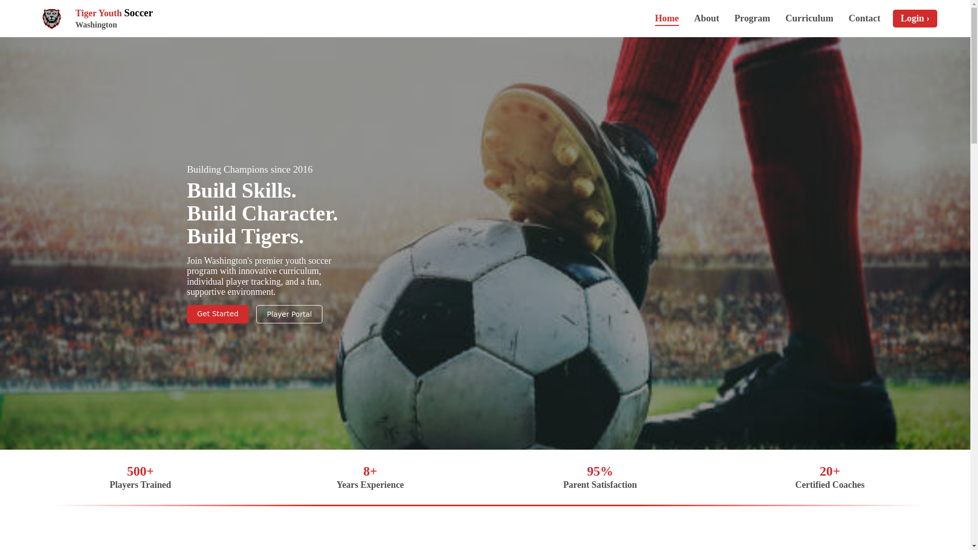 website screenshot of https://tiger-youth-soccer.pages.dev/