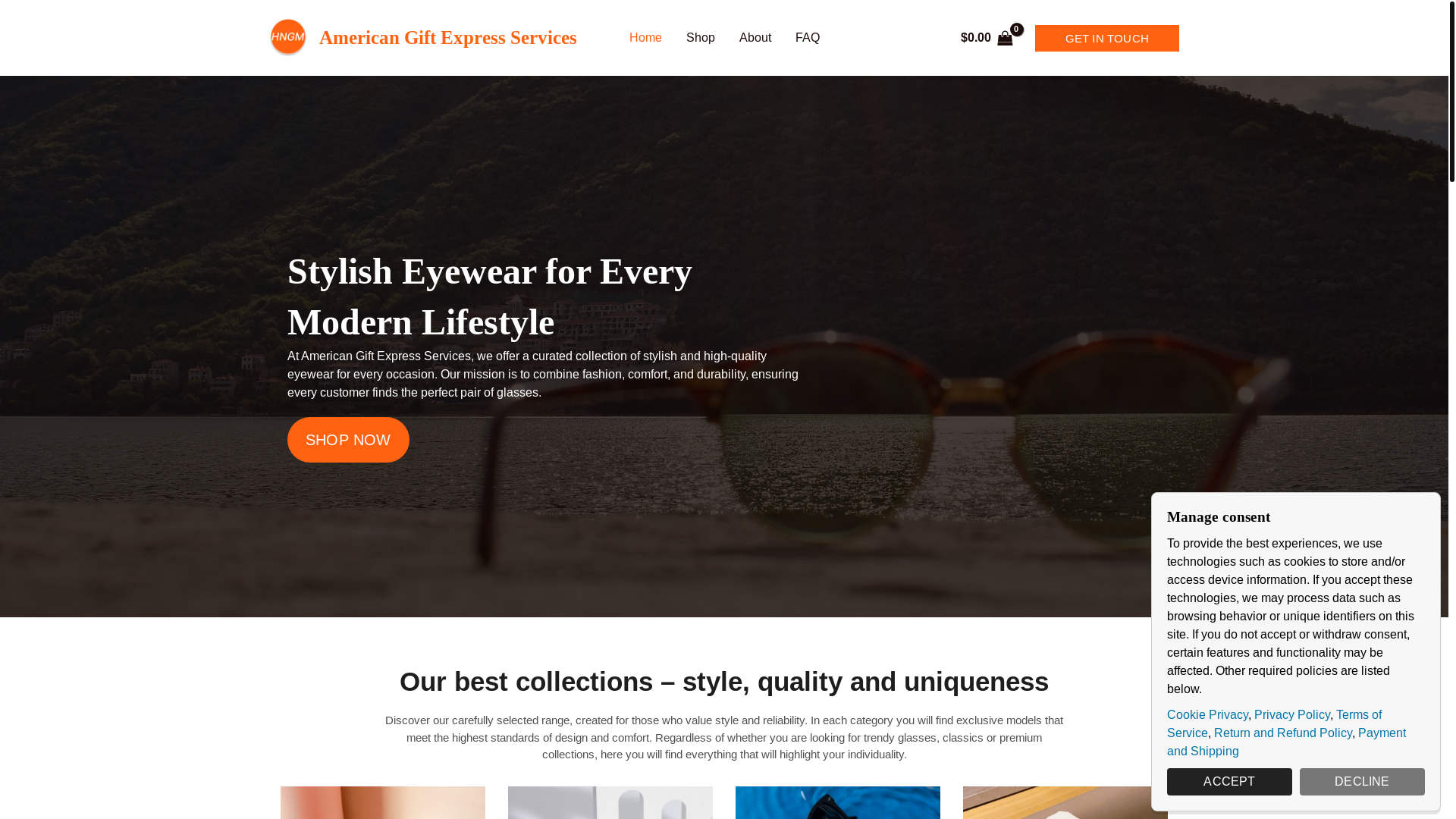 website screenshot of https://americangiftexpress-services.com/