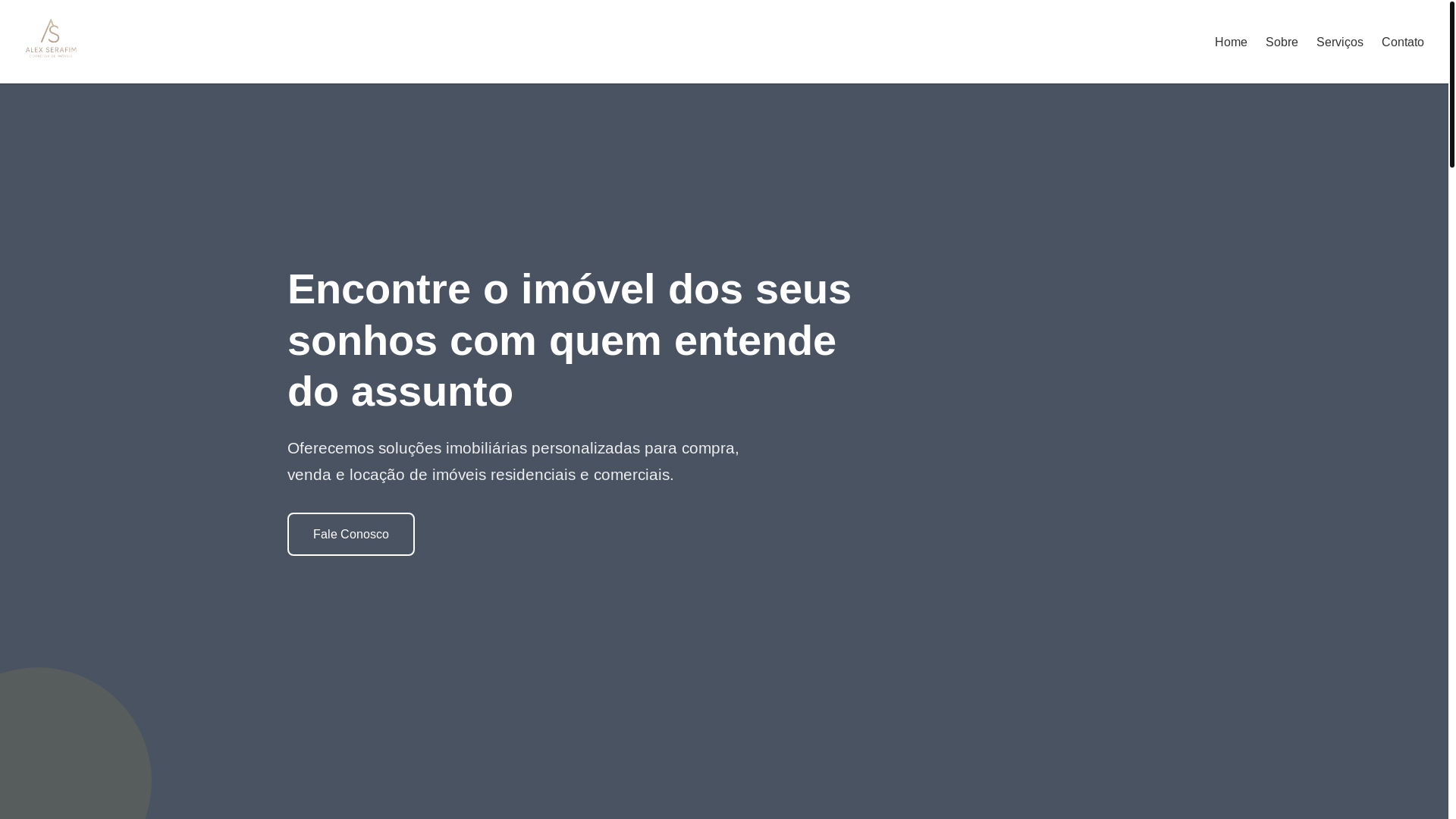website screenshot of https://alexserafimimoveis.com.br/