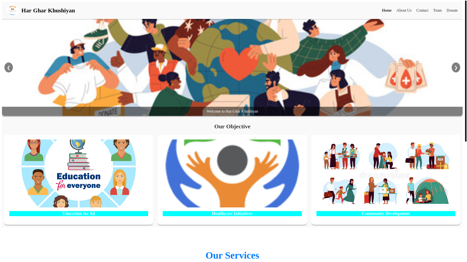 website screenshot of https://hargharkhushiyan.co.in/