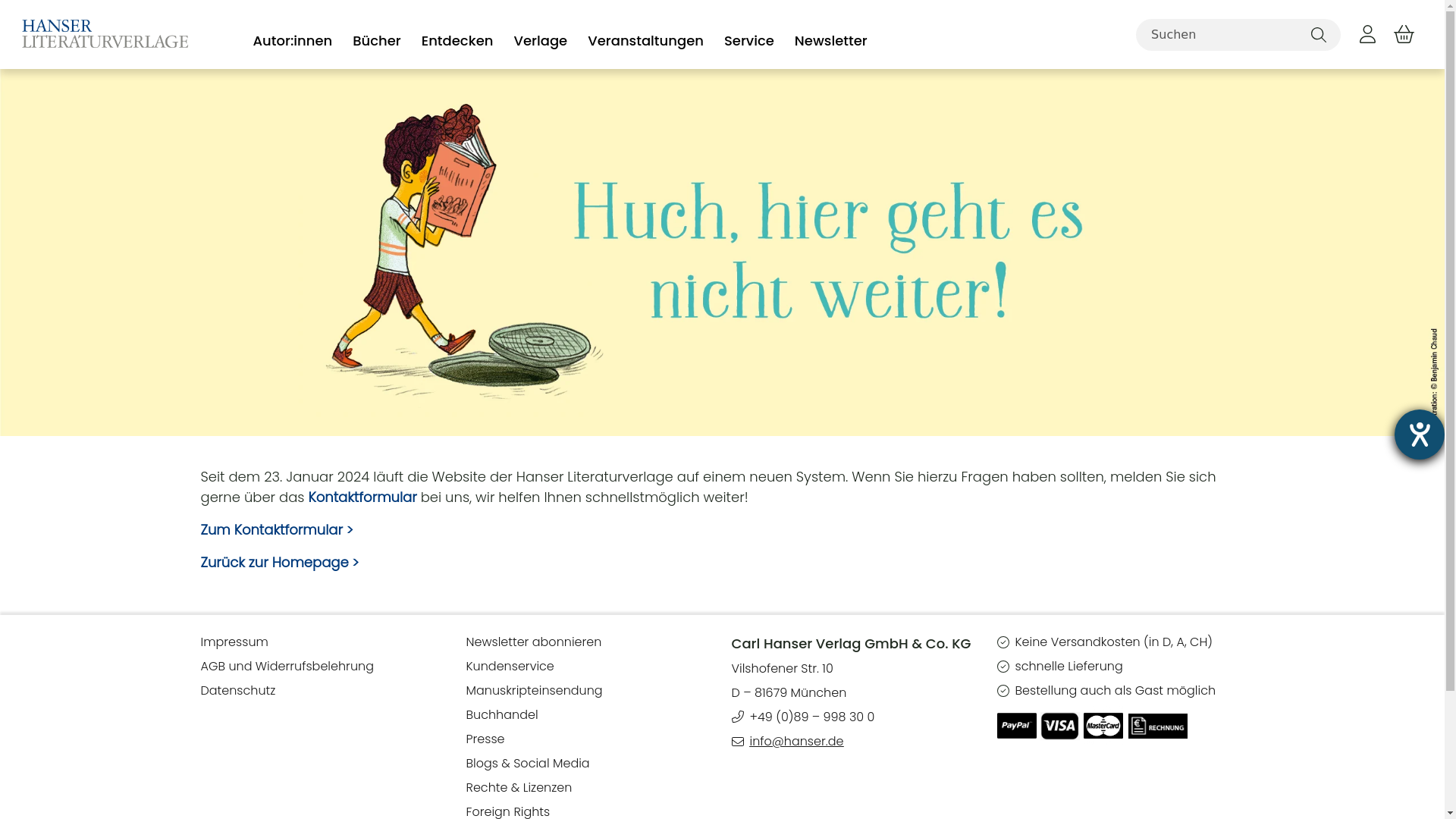 website screenshot of https://hanser-taschenbuch.de/