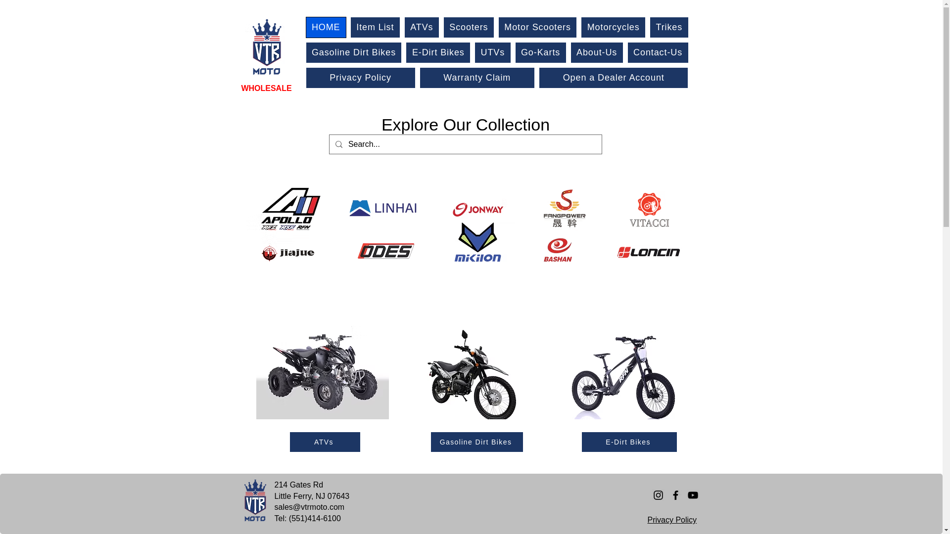 website screenshot of https://vtr-moto.com/