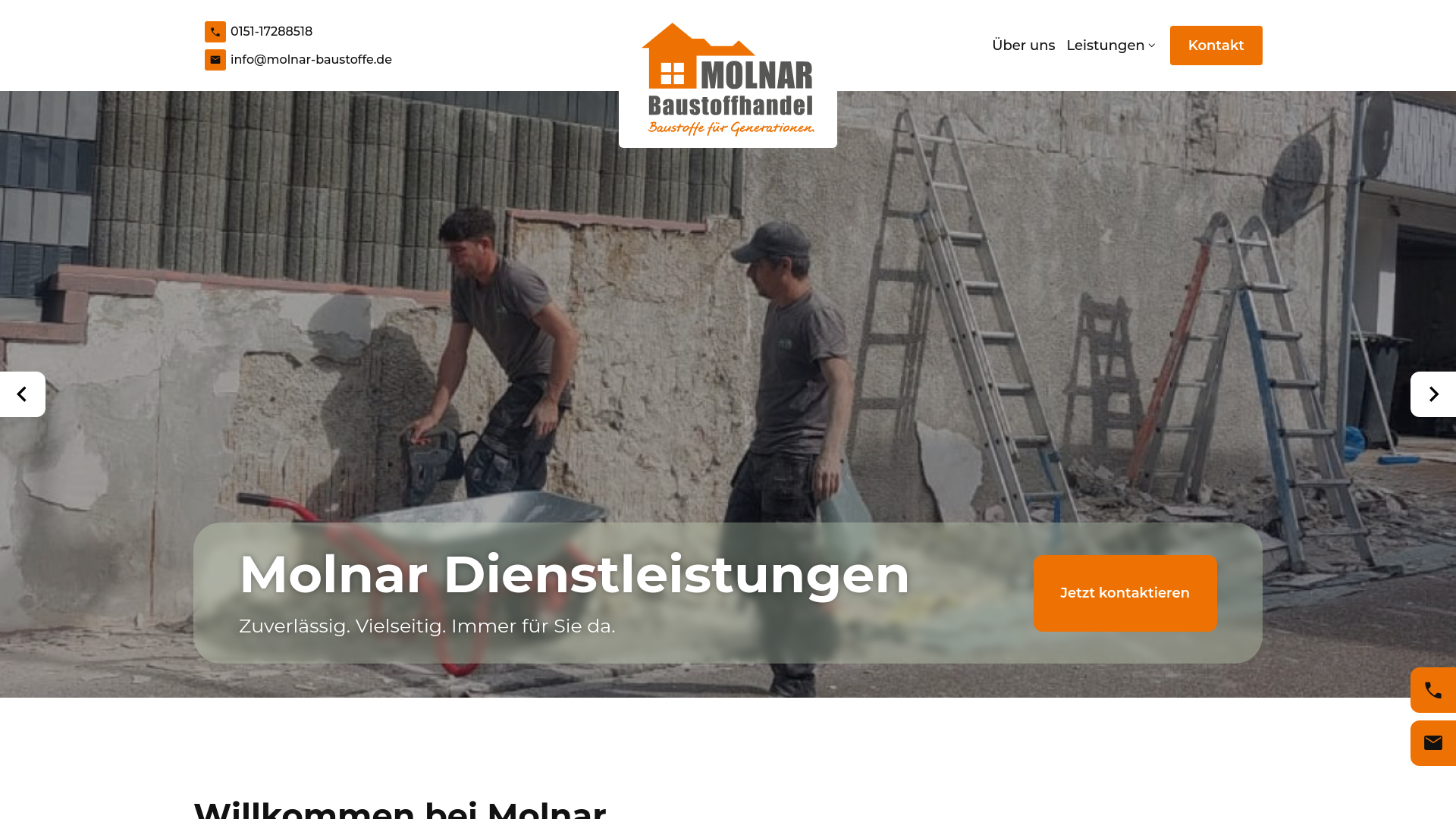 website screenshot of https://molnar-baustoffe.de/