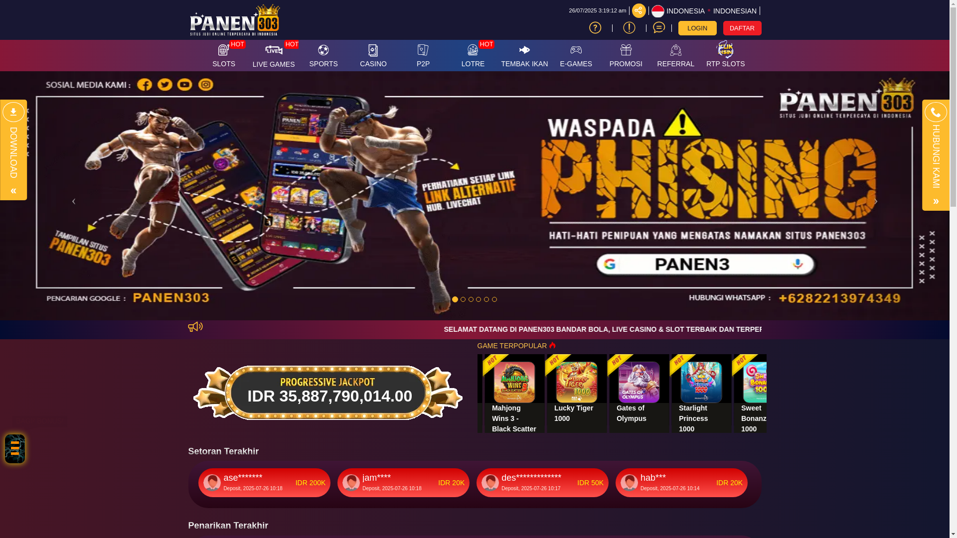 website screenshot of https://panen303-gbp2.store/