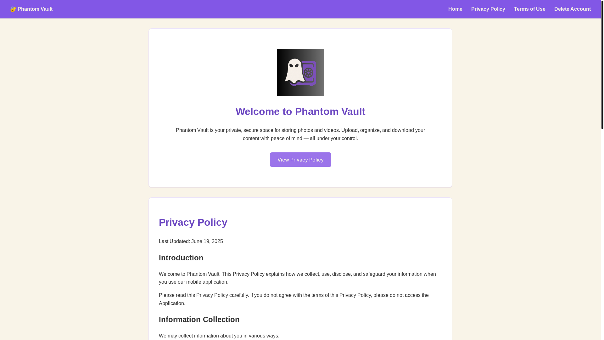 website screenshot of https://phantomvault.pages.dev/