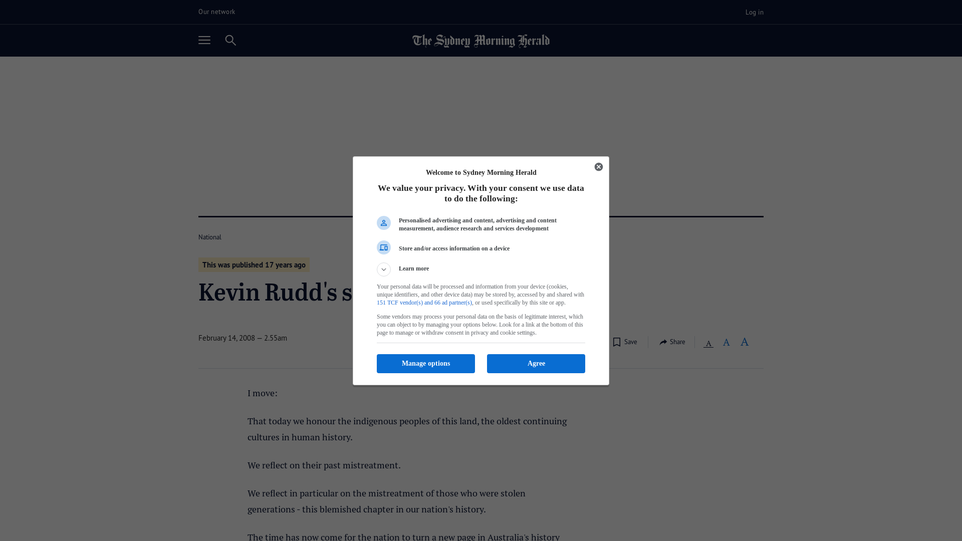 website screenshot of https://www.smh.com.au/national/kevin-rudds-sorry-speech-20080214-gds0xh.html