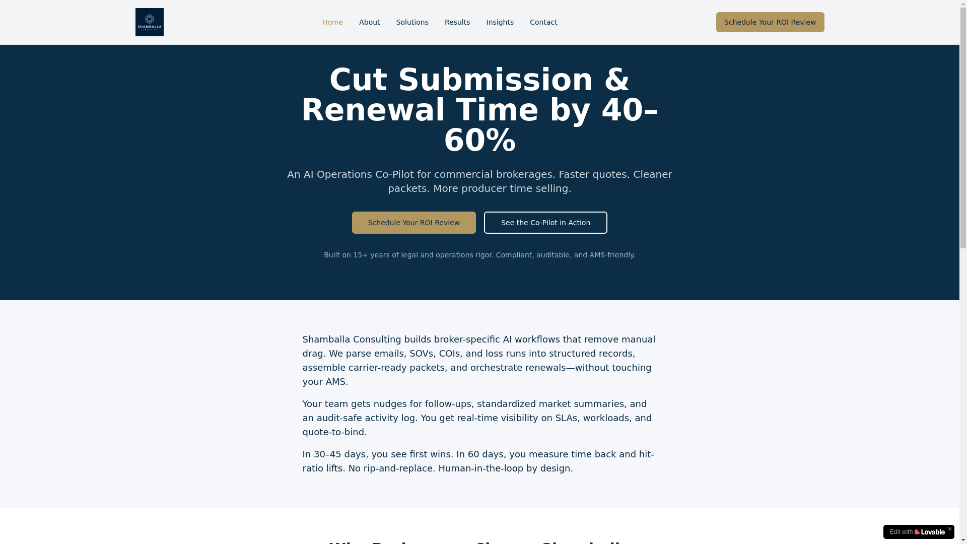 website screenshot of https://shamballaconsulting.com/
